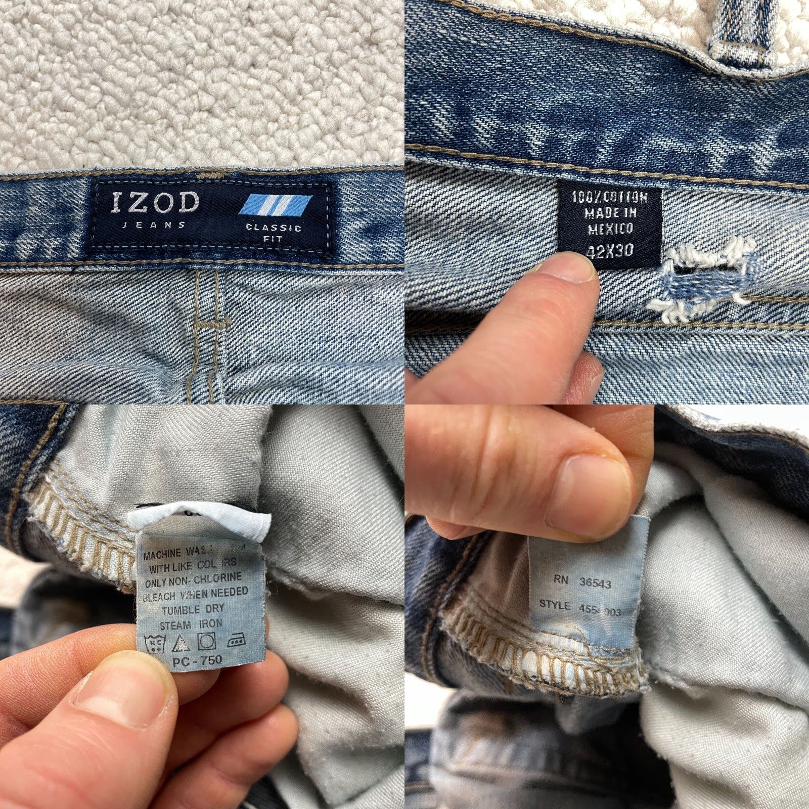 Izod VINTAGE IZOD Jeans Men 42x30 Blue Denim Classic Fit Waist Dark Wash Straight Jeans 5-Pocket Mens Size US 42 / EU 58 - 8 Thumbnail