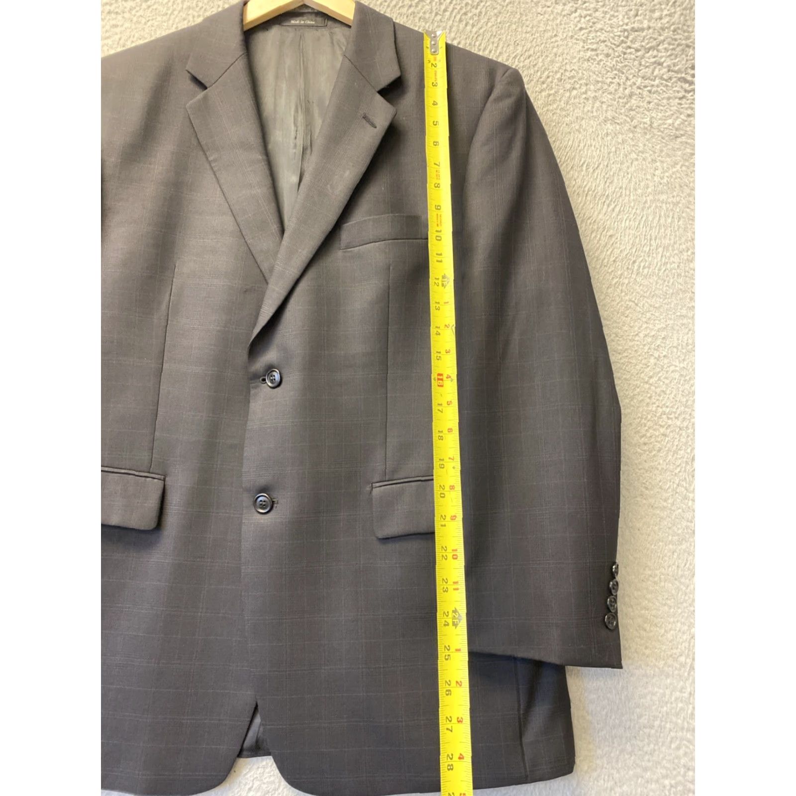 Calvin Klein Calvin Klein Men's Slim Fit Sport Coat Blazer 42 Black Plaid Wool Short Formal Business Wedding Party Size 42R - 4 Thumbnail