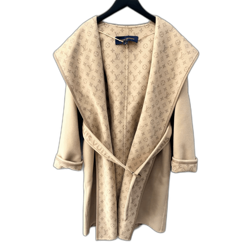 Louis Vuitton Beige Long Wool Coat with Logo Interior-2506 Size XS / US 0-2 / IT 36-38 - 1 Thumbnail
