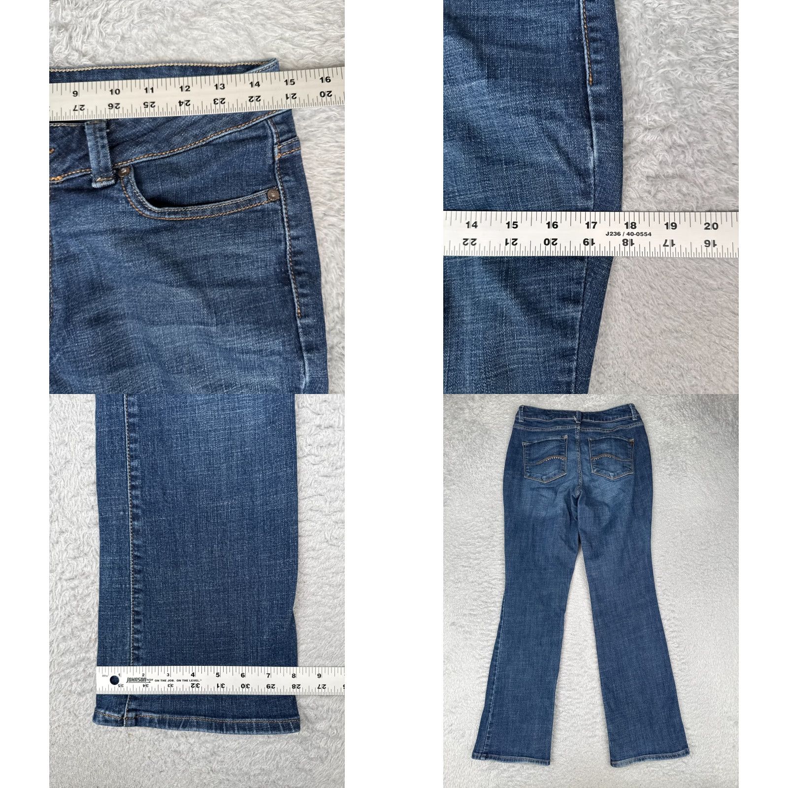 Lee Lee Jeans Women Jeans 6P Blue Denim Curvy Fit Bootcut Cotton Blend Mid Rise 28x31 5-Pocket Zipper Embroidered Machine Washable Vintage No Size 28" / US 6 / IT 42 - 9 Thumbnail