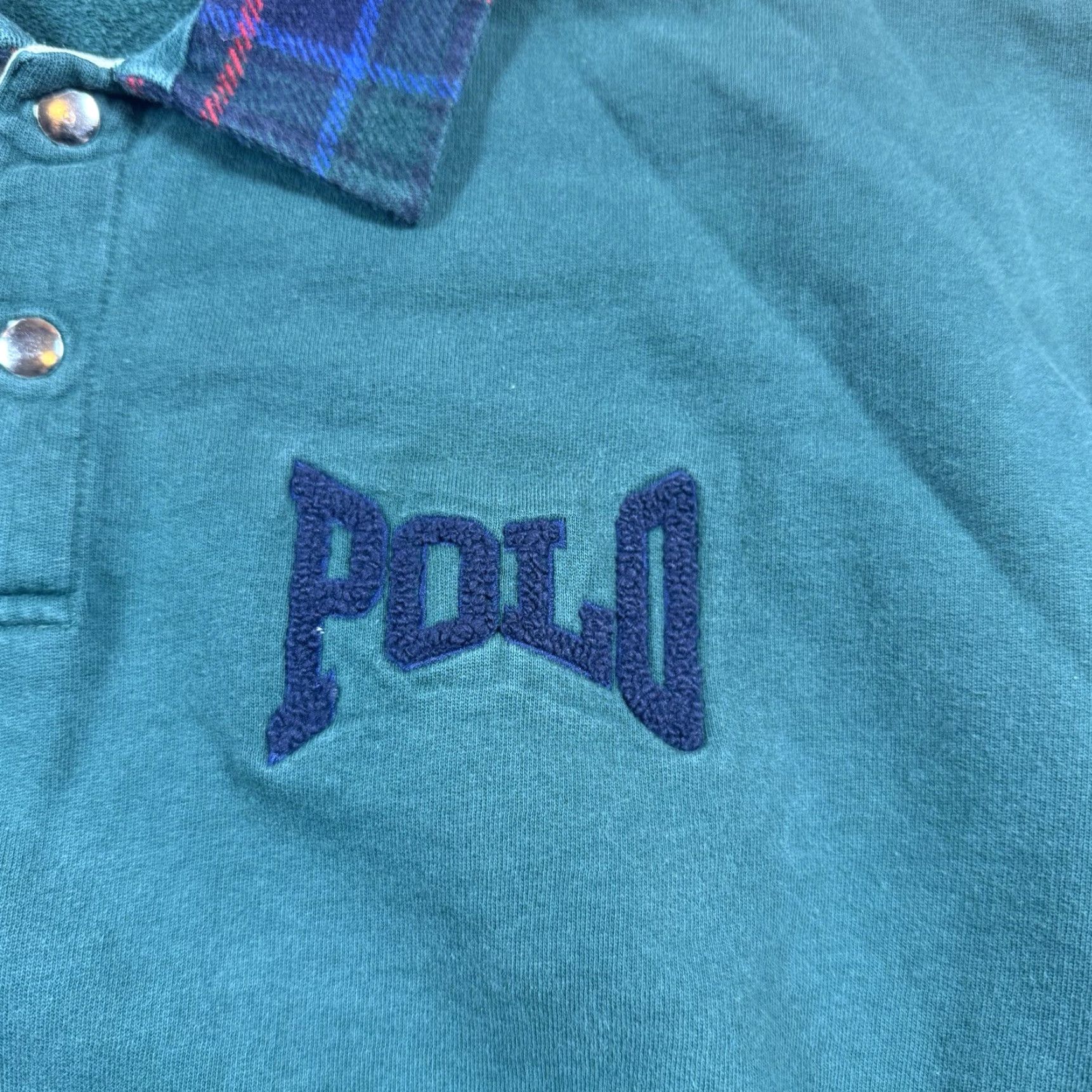 Ralph Lauren VTG Ralph Lauren Polo Quarter Button Sweater Embroidered Mens XL Green Pullover Spellout Size US XL / EU 56 / 4 - 3 Thumbnail