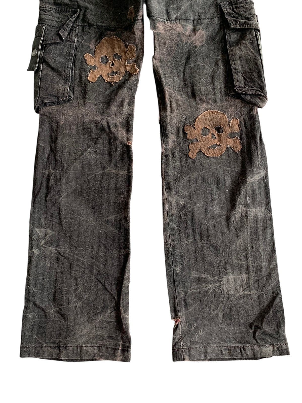 If Six Was Nine FLARE RAIN DOUBLE WAIST PUNK SKULL CUSTOM DISTRESSED DENIM Size US 28 / EU 44 - 8 Thumbnail