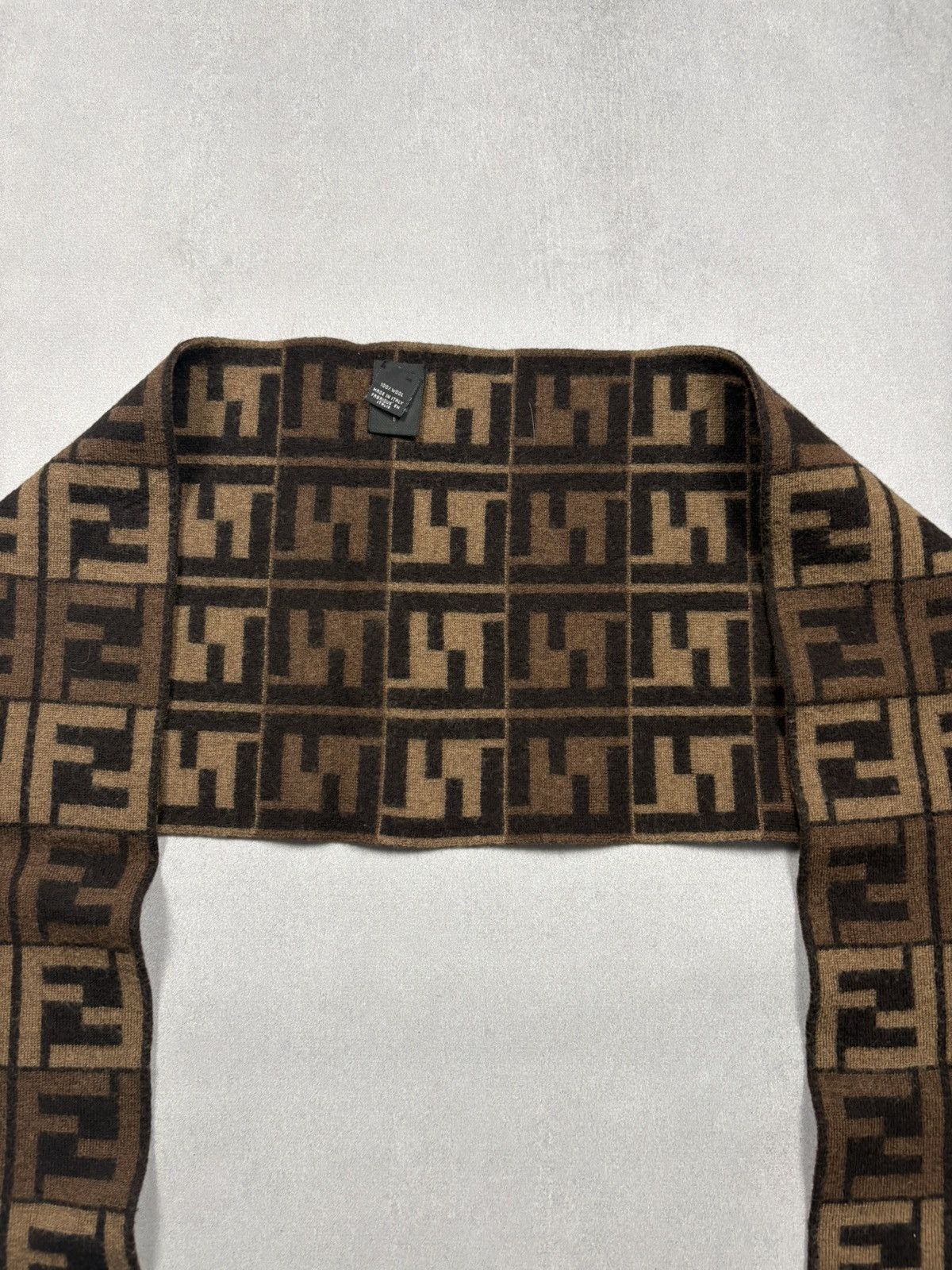 Fendi Vintage Fendi Monogram Zucca Wool Scarf Reversible 2010s Size ONE SIZE - 9 Thumbnail