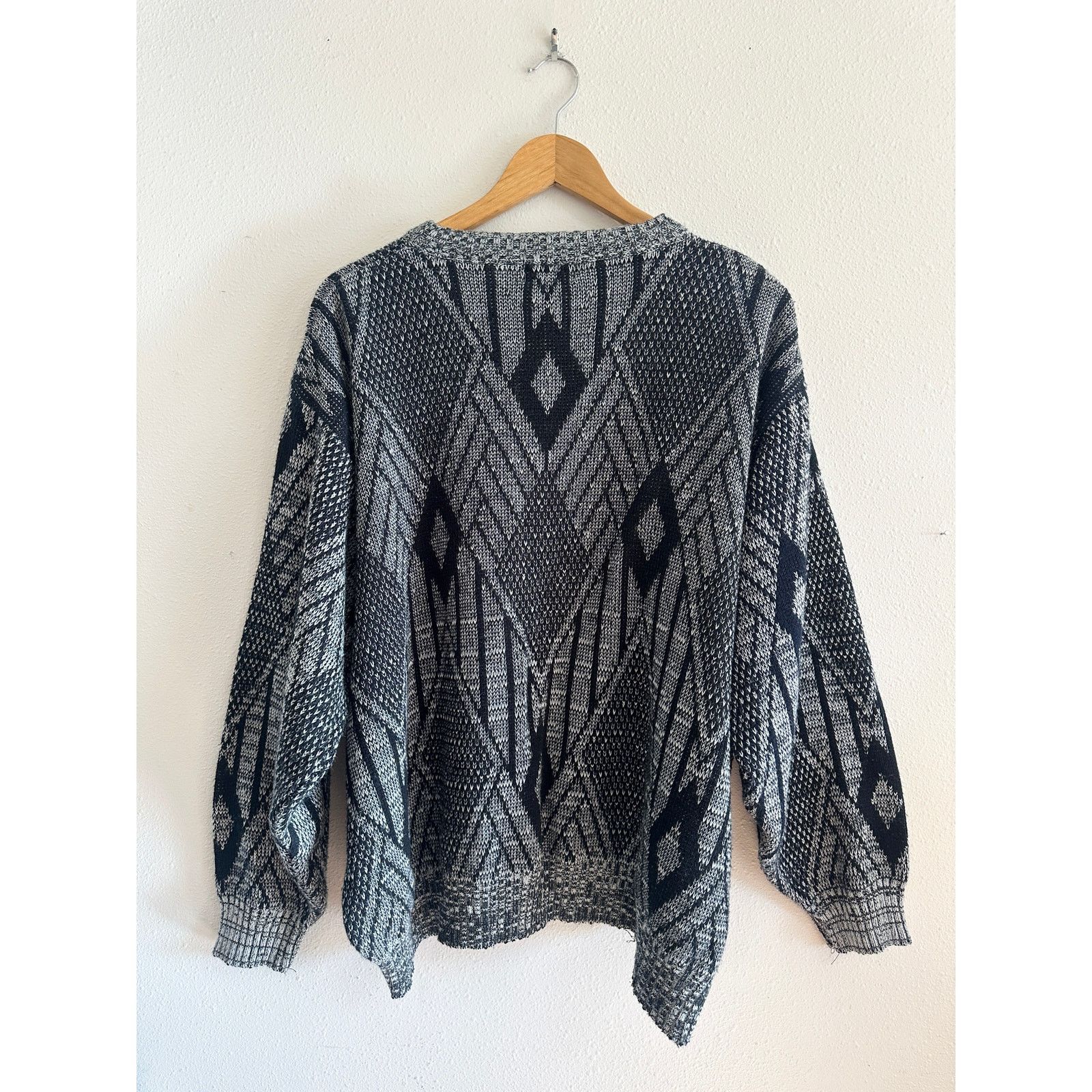 Vintage 80s Leather Diamond Grandpa Sweater Men's 1X Size US XL / EU 56 / 4 - 7 Thumbnail