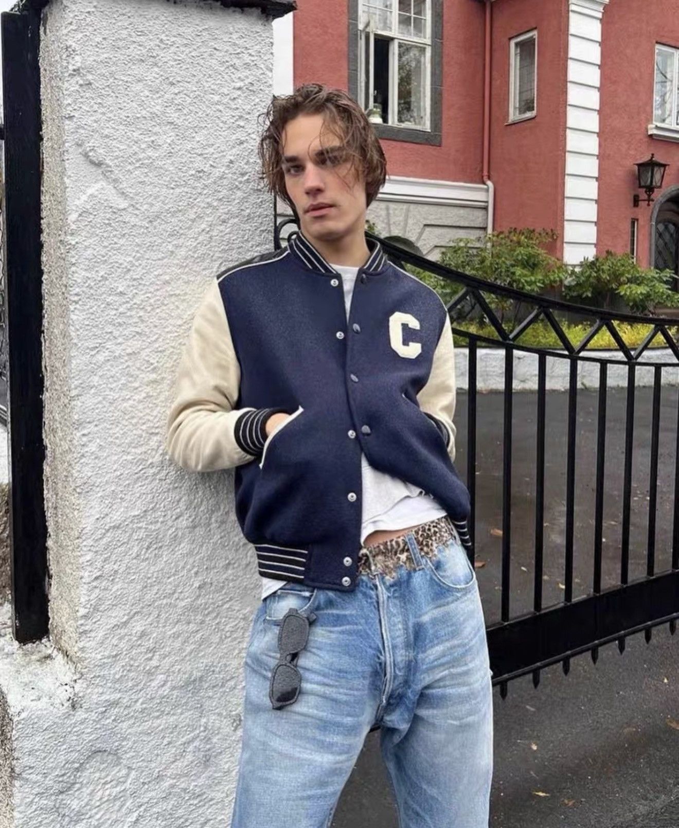 Celine Celine Retro C-Letter Spliced Leather Varsity Jacket Size US L / EU 52-54 / 3 - 9 Thumbnail