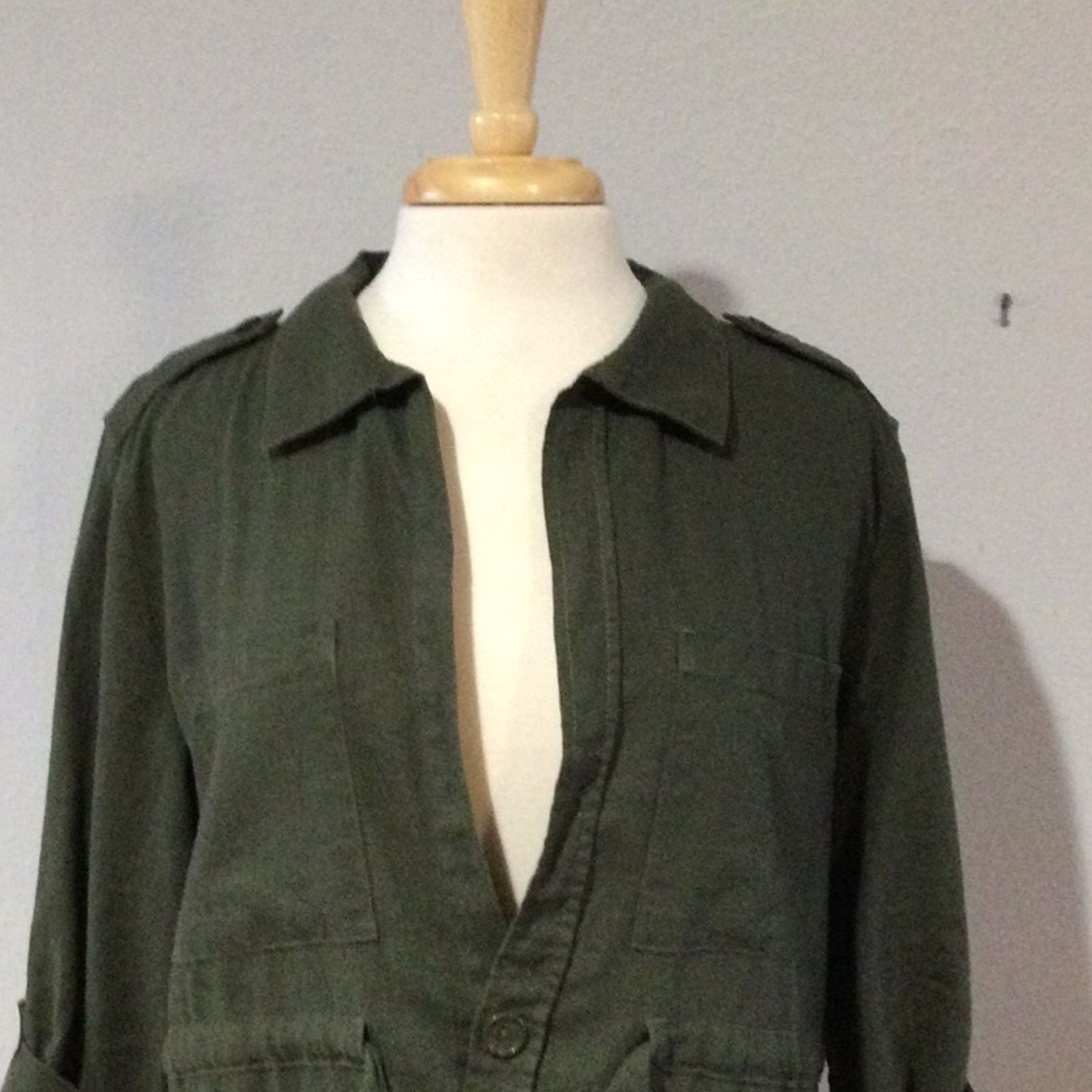 Sanctuary Sanctuary Army Green Rolltab Sleeve Lightweight Jacket Sz M Size M / US 6-8 / IT 42-44 - 2 Thumbnail