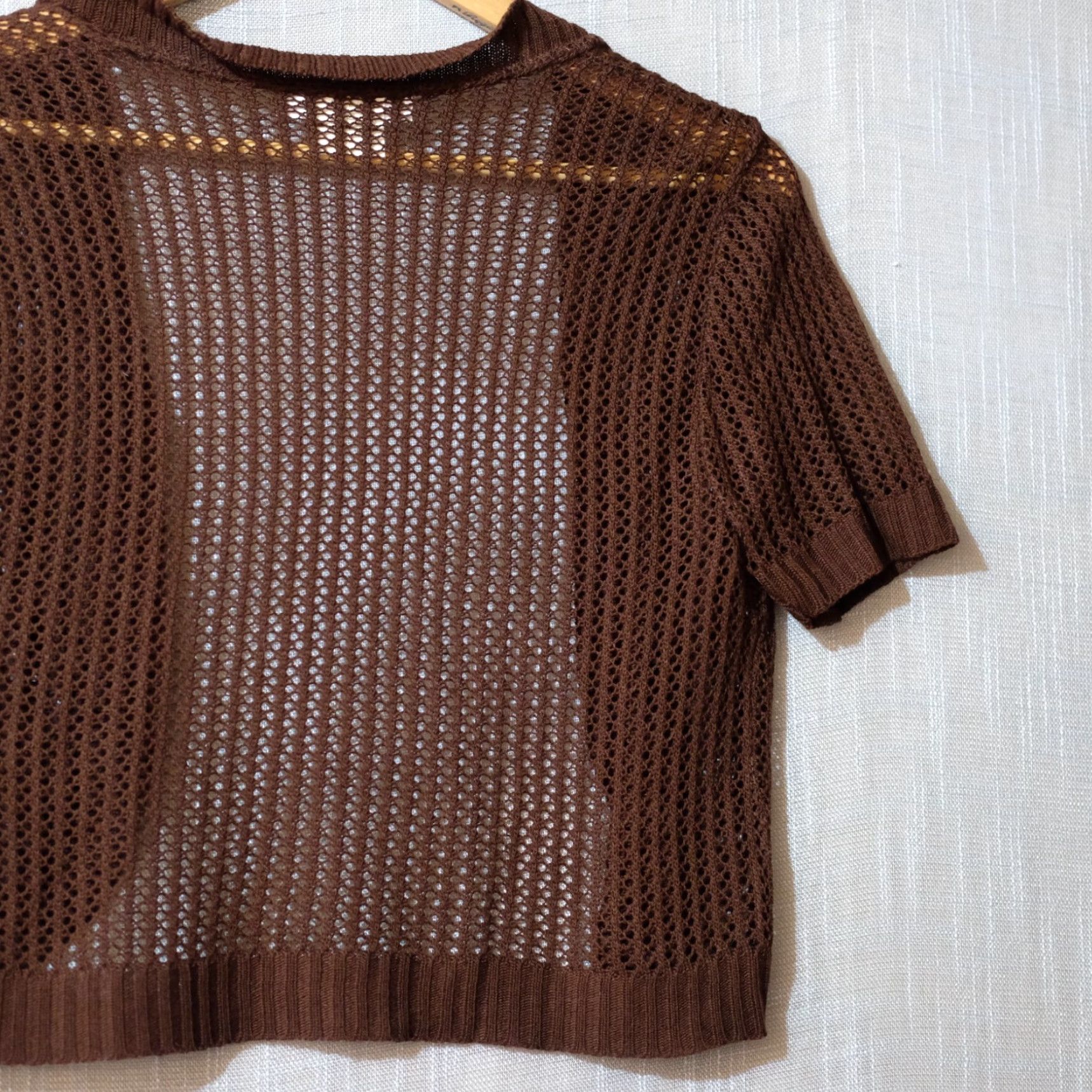 Vintage Earth Song Nwot! Crochet Open Front Cardigan Sweater Brown Women's L Cardigan Open Front Brown Crochet Cardigan Women's L Earth Song Nwot! Size L / US 10 / IT 46 - 6 Thumbnail