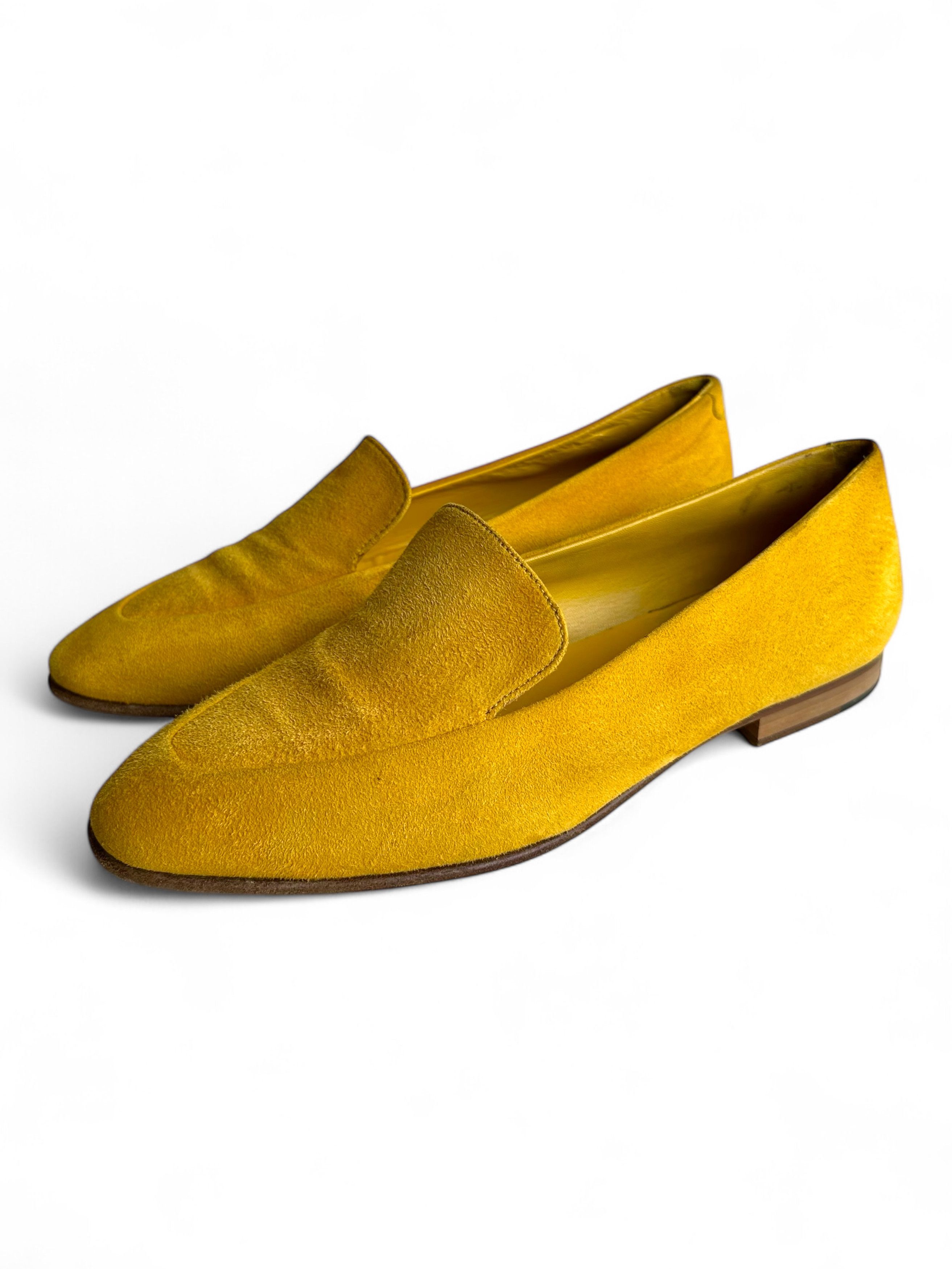 Manolo Blahnik Manolo Blahnik Women's Pitaka Suede Flat Loafers Yellow (39) Size US 9 / IT 39 - 2 Thumbnail