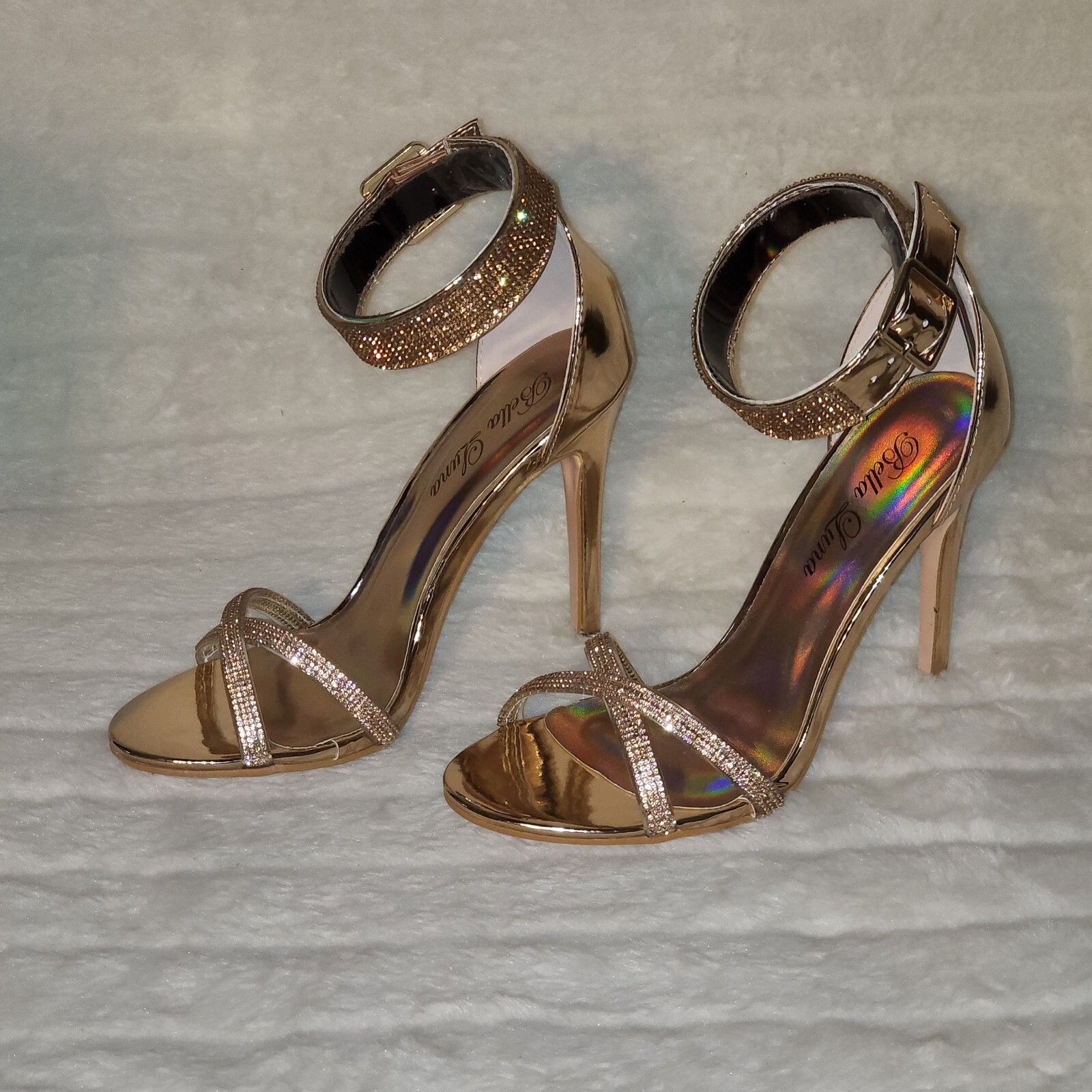 Other Fairy Rose Gold High Heel Stiletto Shoes With Rhinestone Toe Size US 9 / IT 39 - 3 Thumbnail
