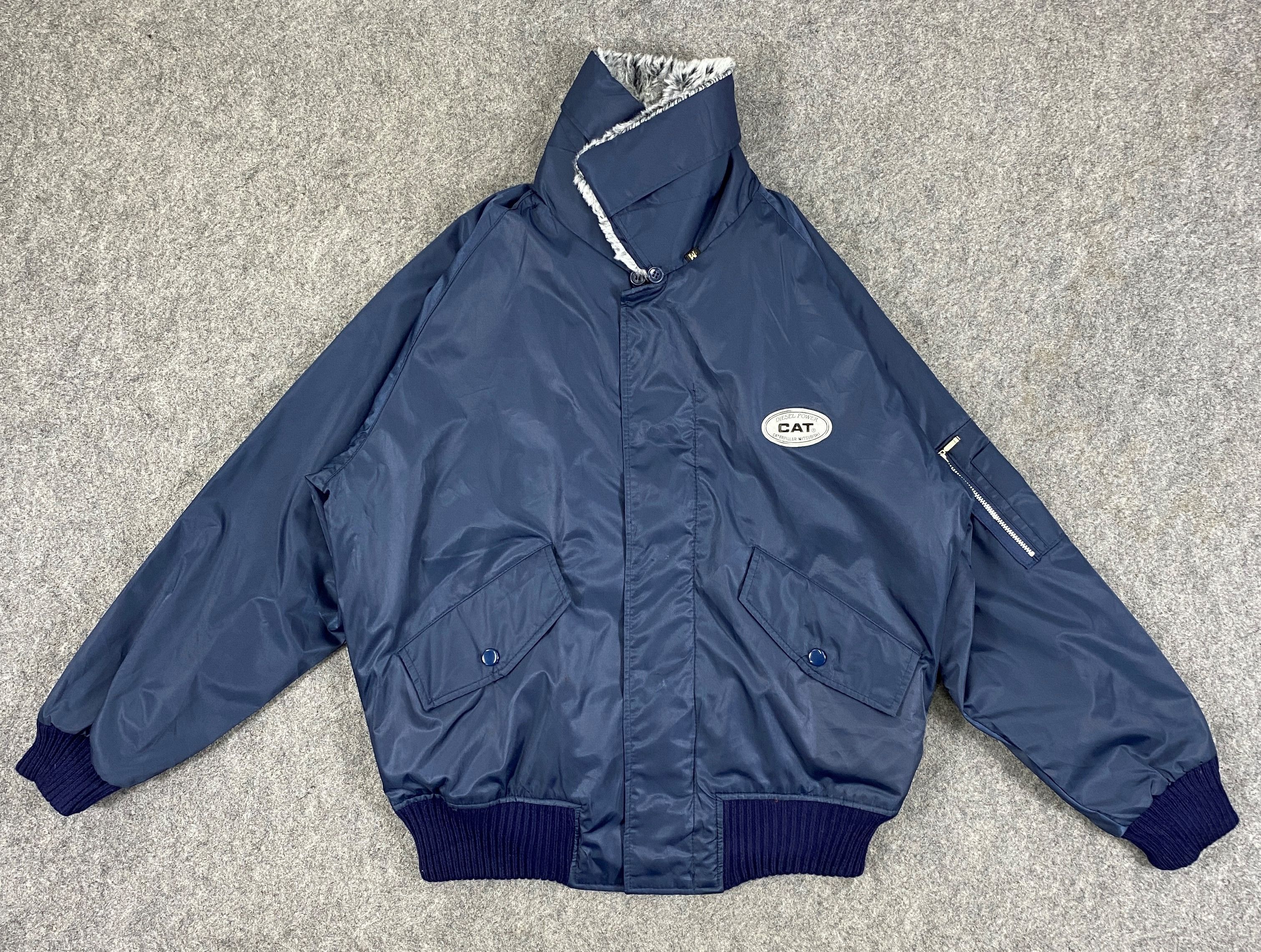 image of Vintage Caterpillar Bomber Jacket -J067 in Blue, Men's (Size XL)