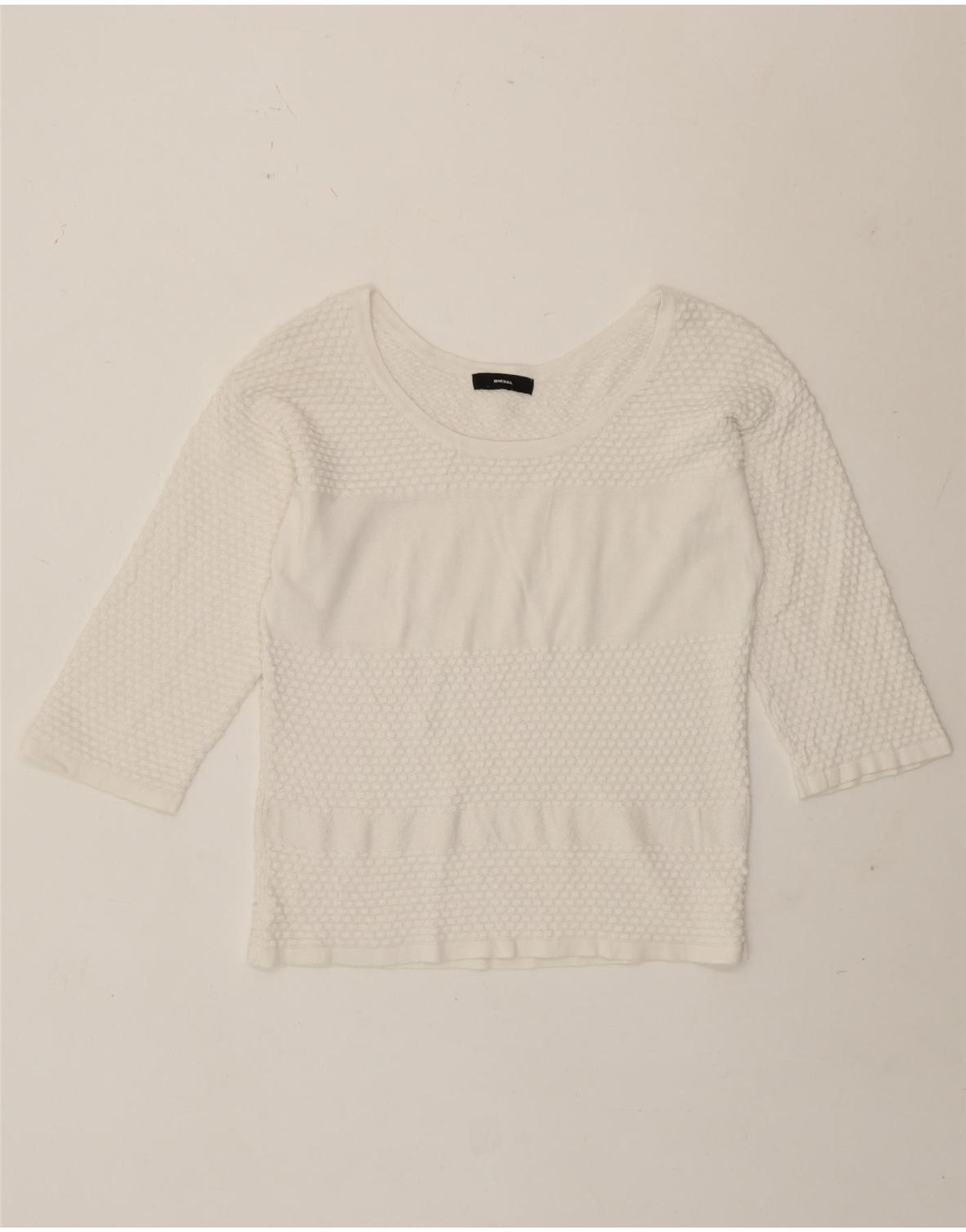 Diesel Womens Top 3/4 Sleeve UK 12 Medium White Size XS / US 0-2 / IT 36-38 - 1 Thumbnail