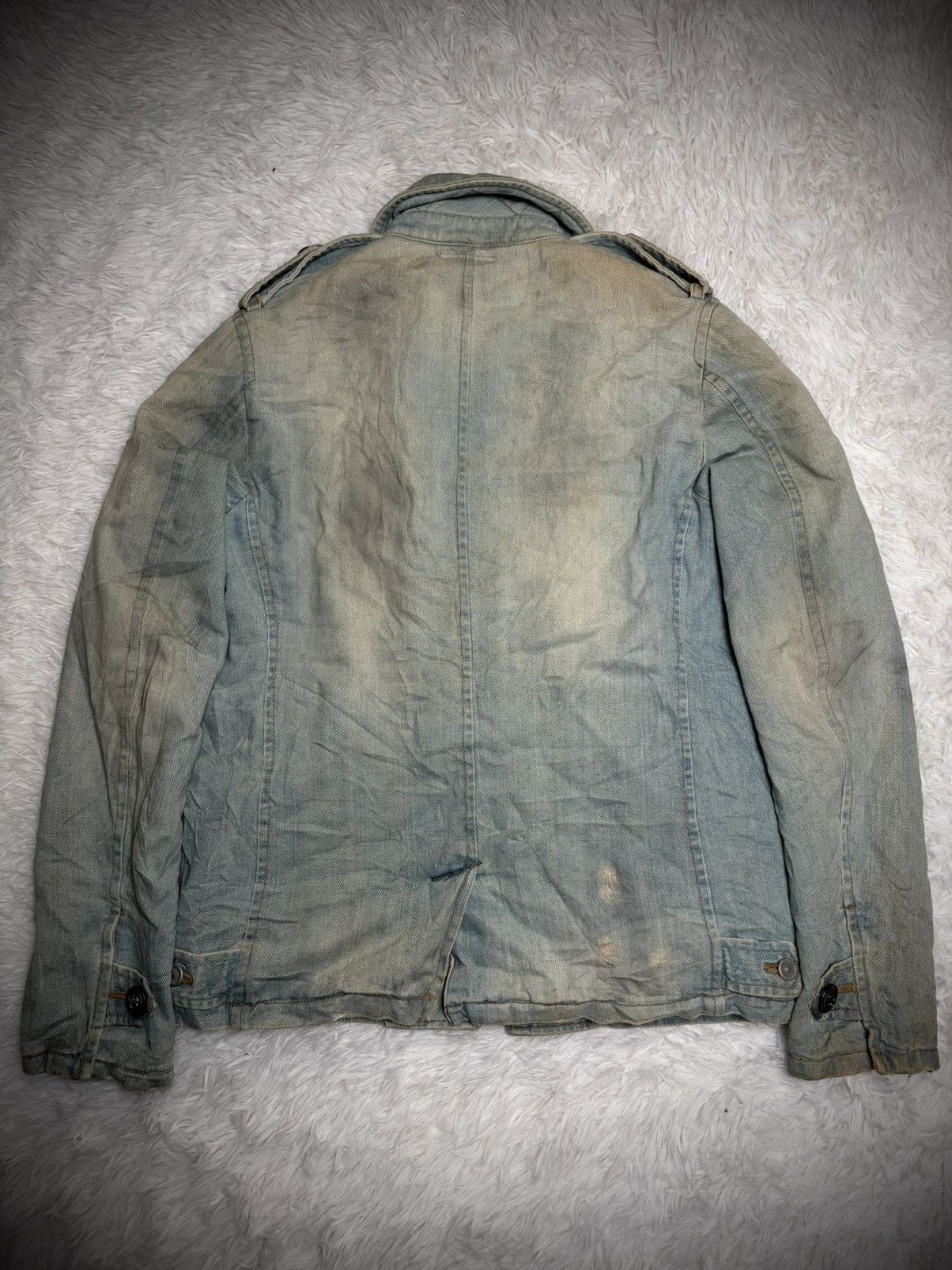 Le Grande Bleu (L.G.B.) Davit MEURSAULT Homme napolean distressed denim jacket Size US L / EU 52-54 / 3 - 9 Thumbnail