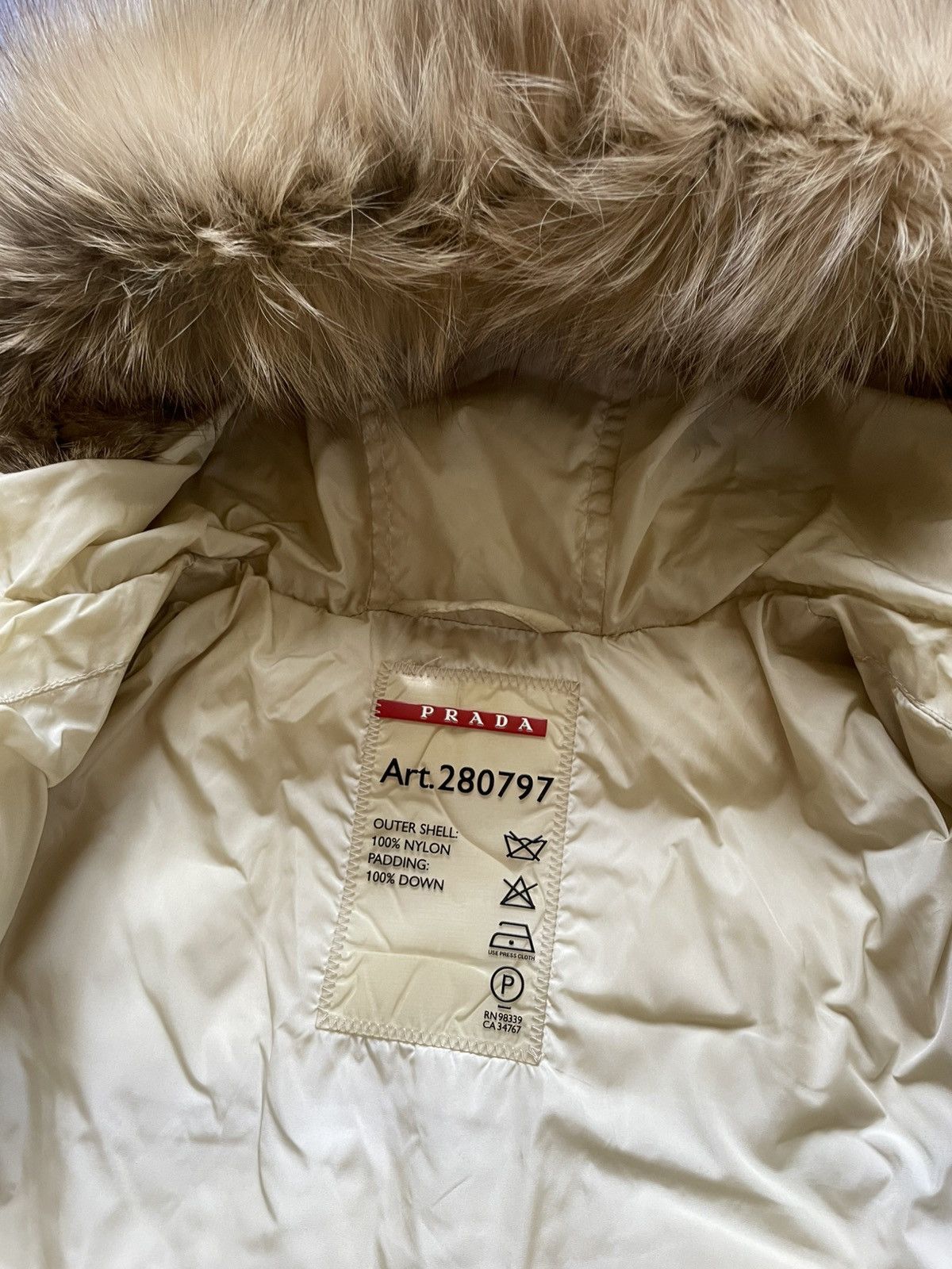 Prada × Vintage Vintage Prada Blue Fox Brown Tab Fur Hooded Down Jacket Size M / US 6-8 / IT 42-44 - 10 Thumbnail