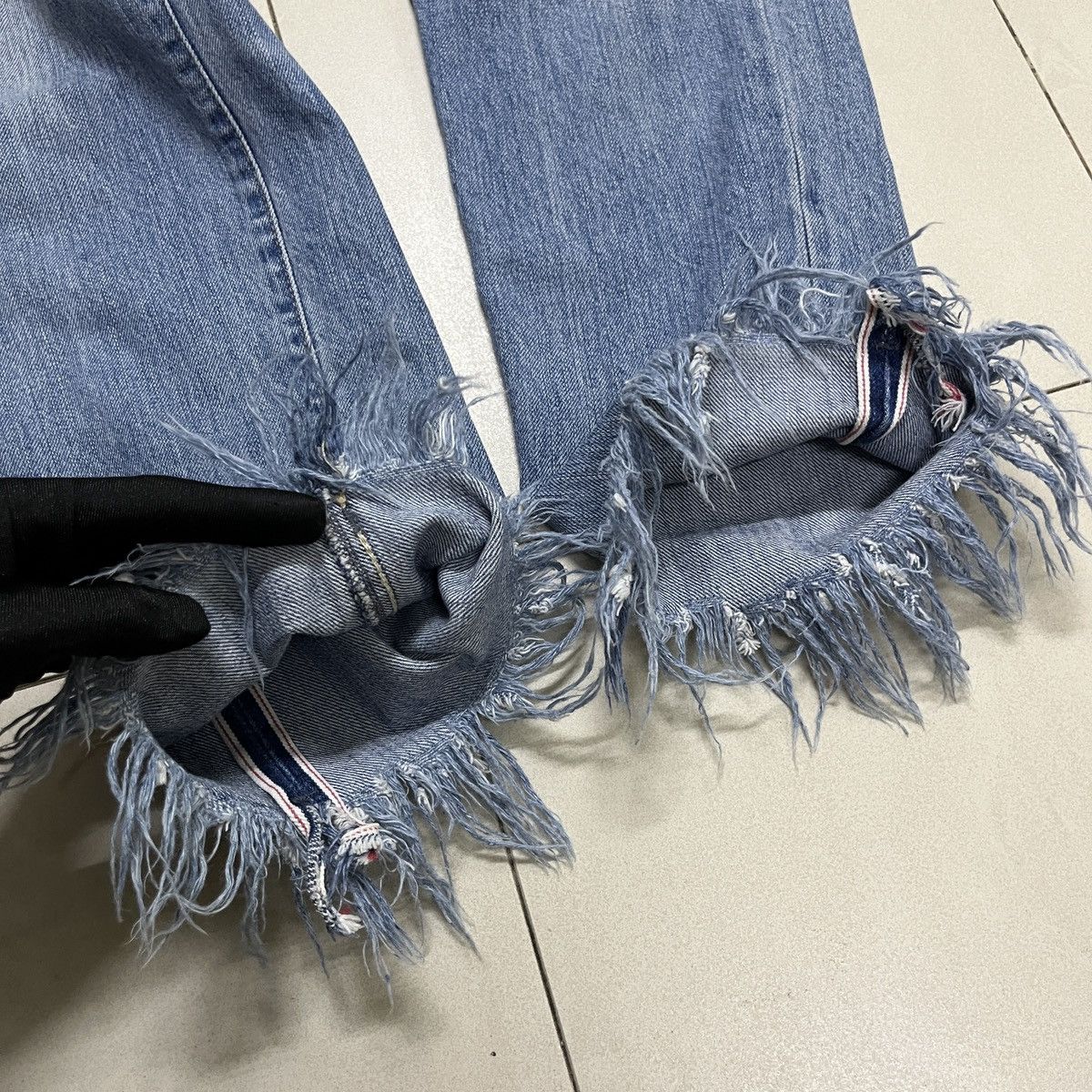 If Six Was Nine × Japanese Brand × Le Grande Bleu (L.G.B.) G.o.a Nimes Raw Cut Selvedge Jeans Size 29" - 4 Thumbnail