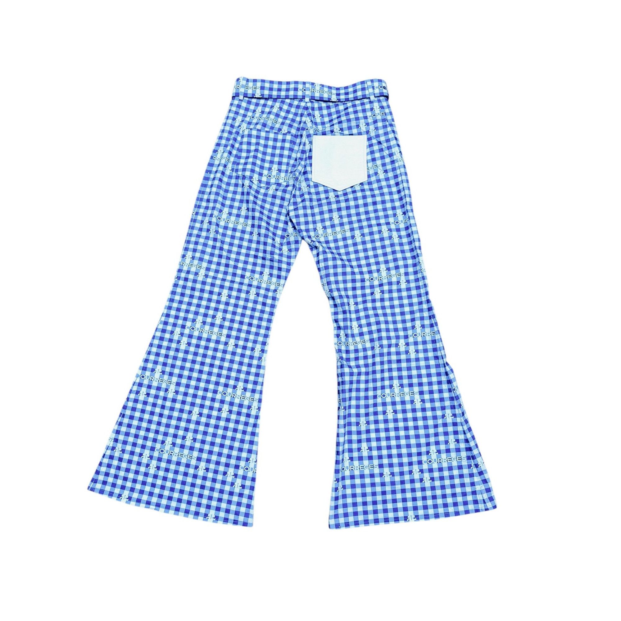 Courreges Blue Checkered Wide Pants Size 30" / US 8 / IT 44 - 3 Thumbnail