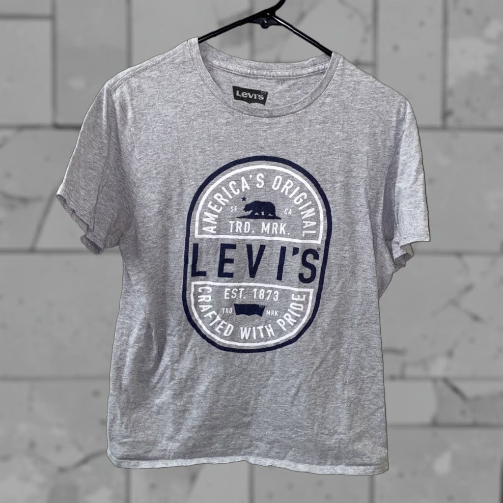 Vintage Levi’s Mens Gray Short Sleeve Basic T-Shirt M Regular Cotton/Polyester Solid 19 In Armpit Size US M / EU 48-50 / 2 - 1 Thumbnail