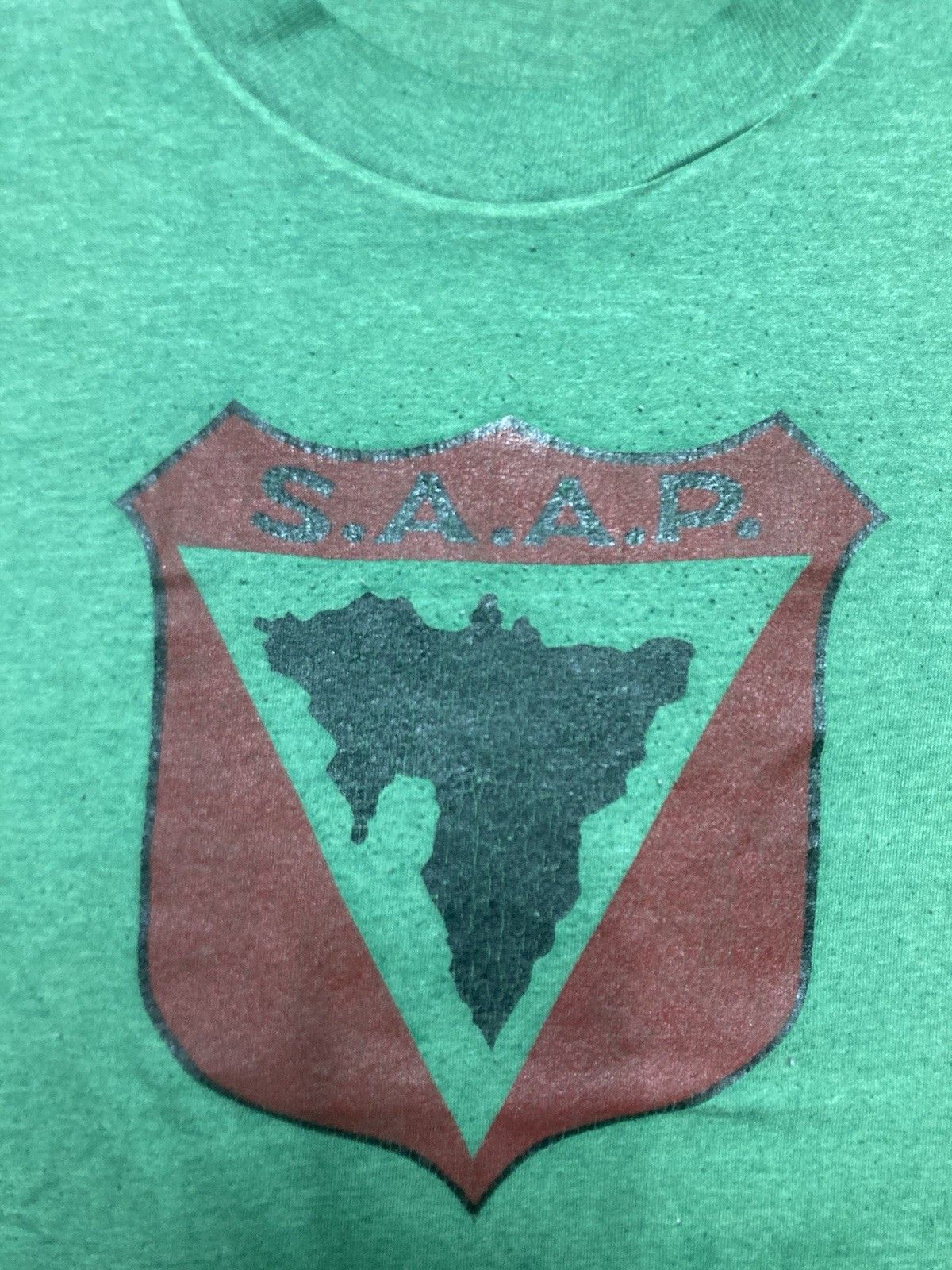Vintage 70s 80s t shirt S.A.A.P. faded worn thin single stitch large Size US L / EU 52-54 / 3 - 4 Thumbnail