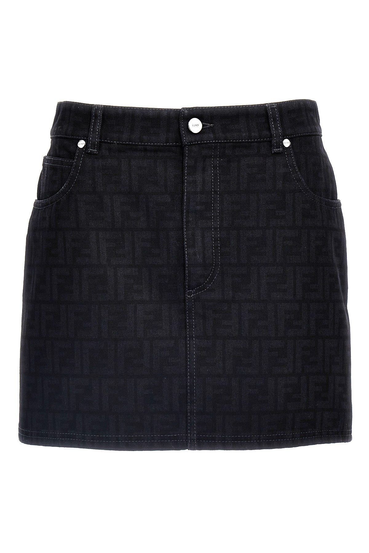 Fendi o1loc1c0426 Jeans Skirt in Black Size 28" / US 6 / IT 42 - 1 Thumbnail