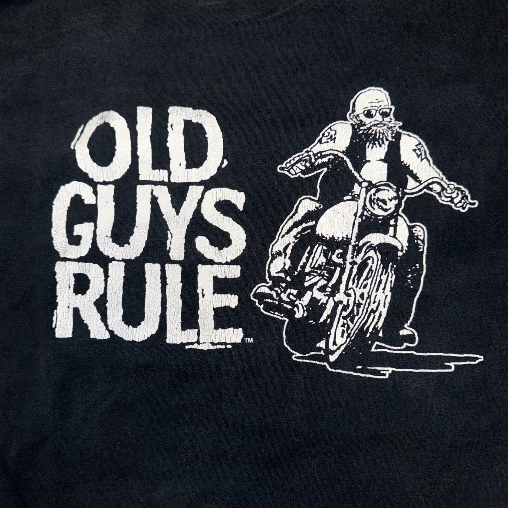 Vintage Old Guys Rule T-Shirt Long Sleeve Motorcycle Black 2XL Mens 25X29 Y2K Size US XXL / EU 58 / 5 - 2 Thumbnail