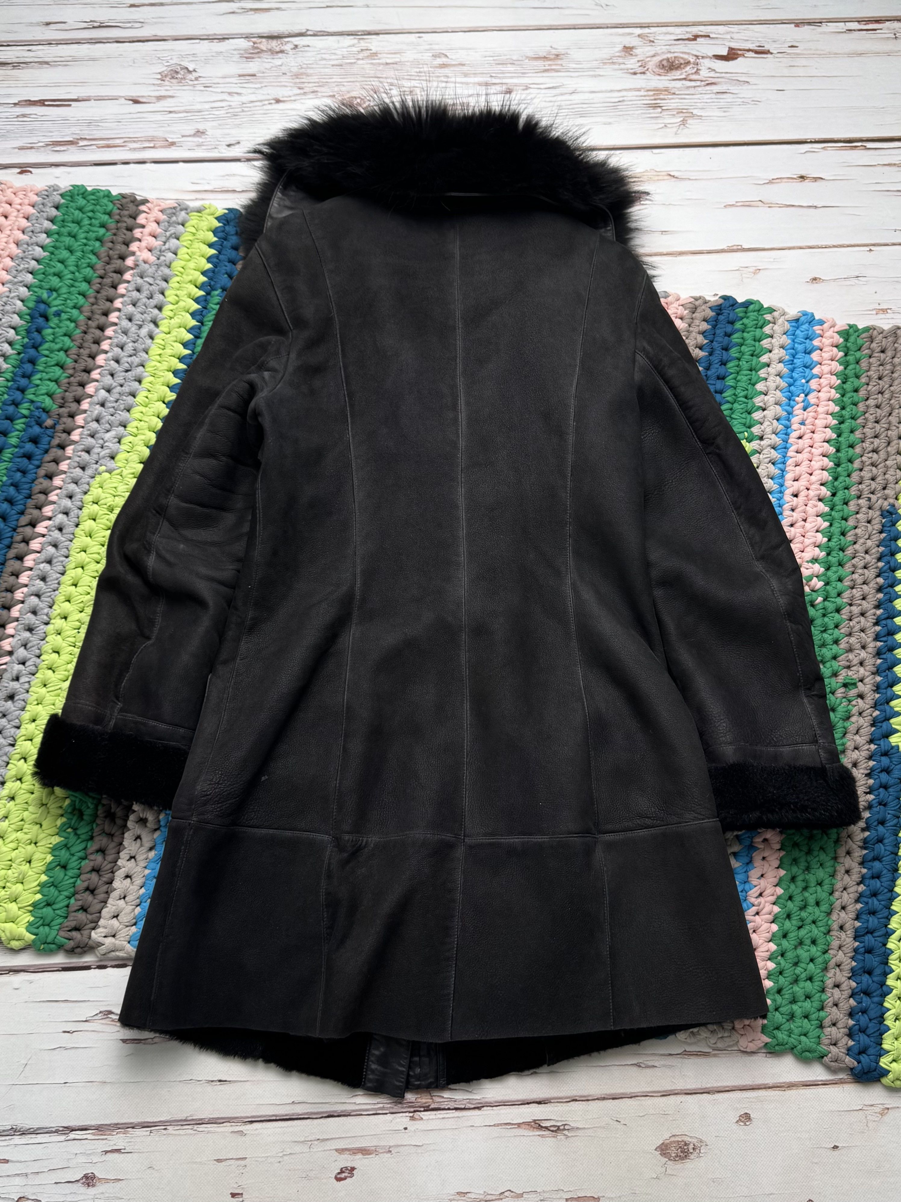 Vintage Women Vintage Sheepskin Leather Coat Black Fur Collar Size M / US 6-8 / IT 42-44 - 13 Thumbnail
