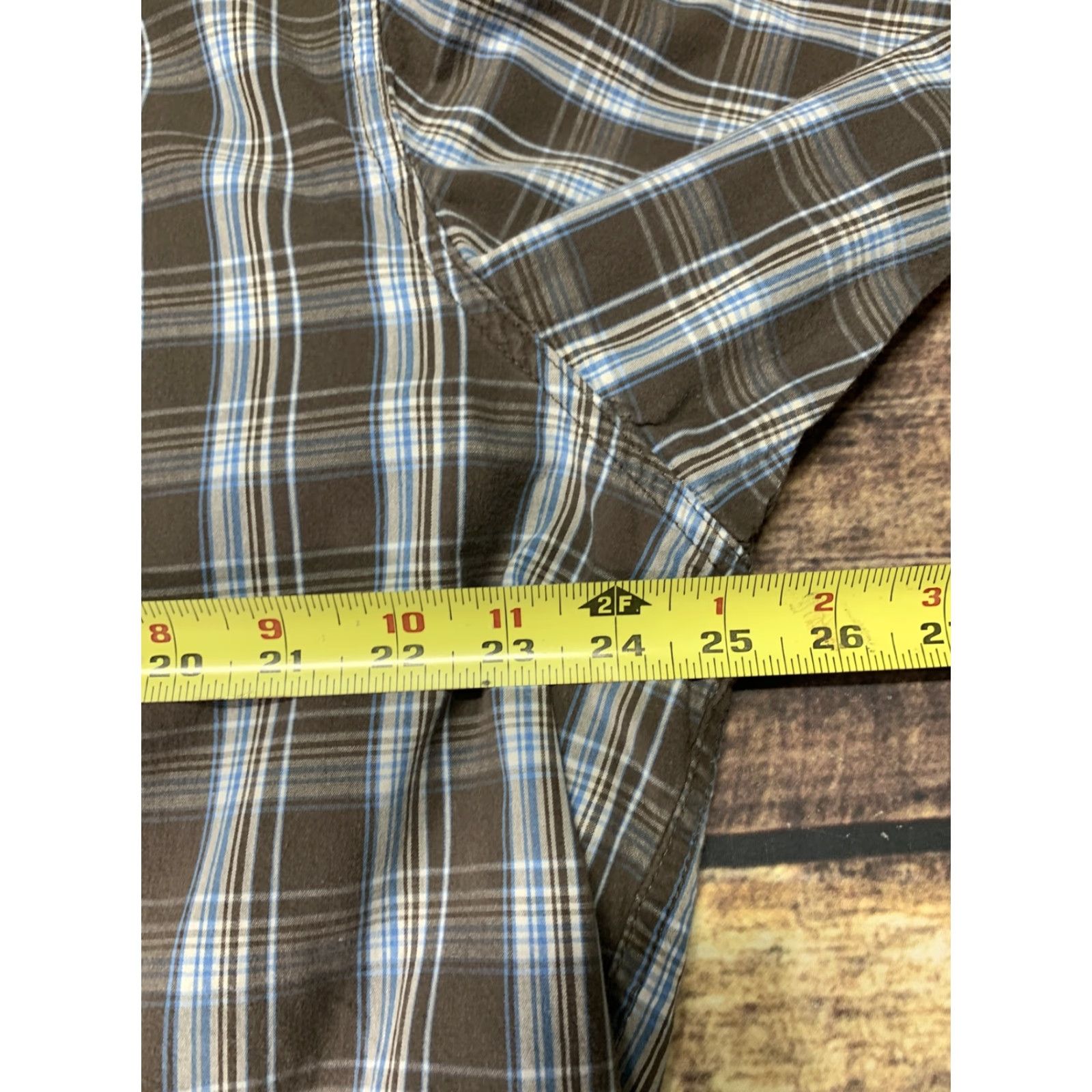 Wrangler Wrangler Short Sleeve Shirt Mens XL Brown White Blue Plaid Button Up Western Size US XL / EU 56 / 4 - 6 Thumbnail