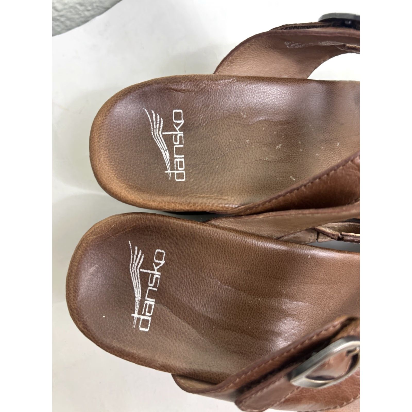 Dansko Dansko Ana Sandals Women Slide Buckle Brown Leather Wedge Heel 40 EU 9.5 US Mens? Womens Size US 10 / IT 40 - 4 Thumbnail