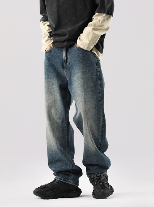 Japanese Brand × Jean Japanese retro washed distressed hip-hop loose jeans Size US 32 / EU 48 - 1 Thumbnail