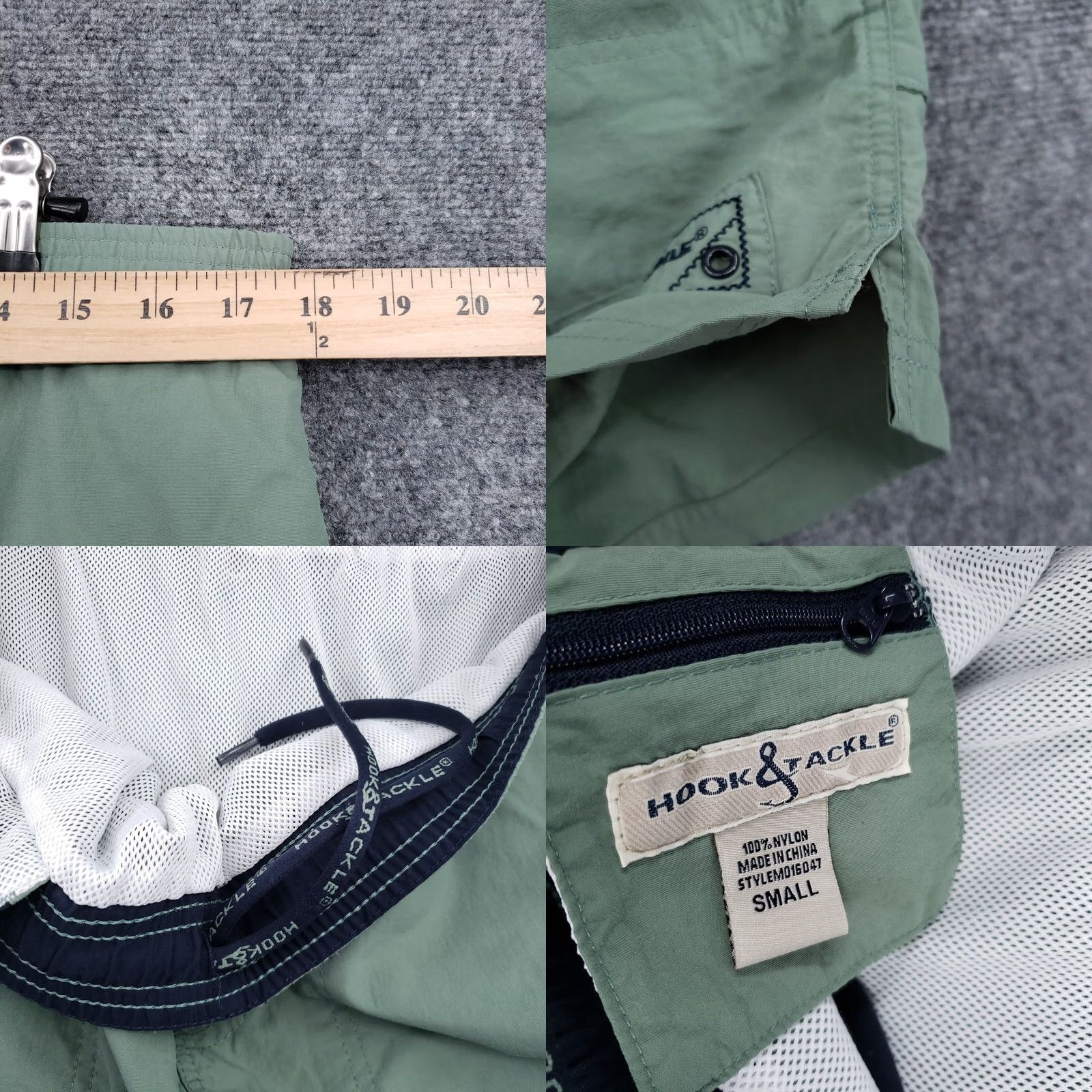 Vintage Hook & Tackle Shorts Mens S Small Green Cargo Drawstring Utility Fishing Outdoor Size US 29 - 8 Thumbnail