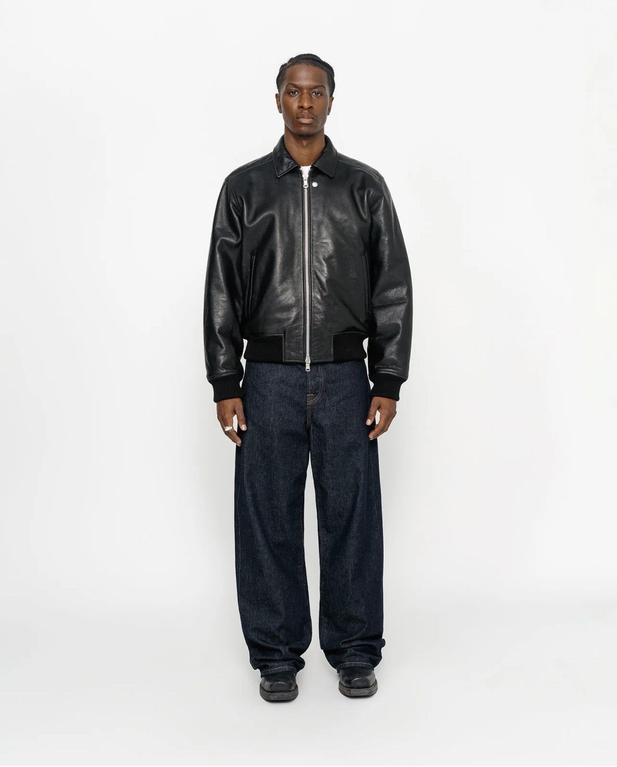 ジャケット・アウター stussy LEATHER FLIGHT JACKET Stussy Leather Flight Jacket Black - Wonder Jackets
