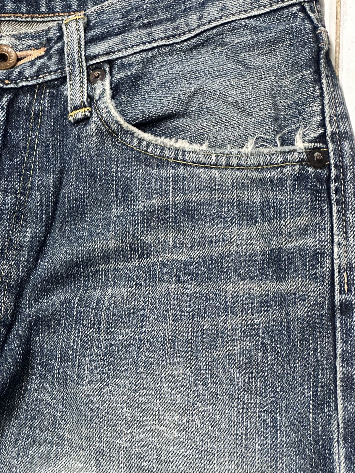 Edwin Vintage Insane Edwin 505z Orange Tab Selvedge Straight Jeans Size US 30 / EU 46 - 6 Thumbnail