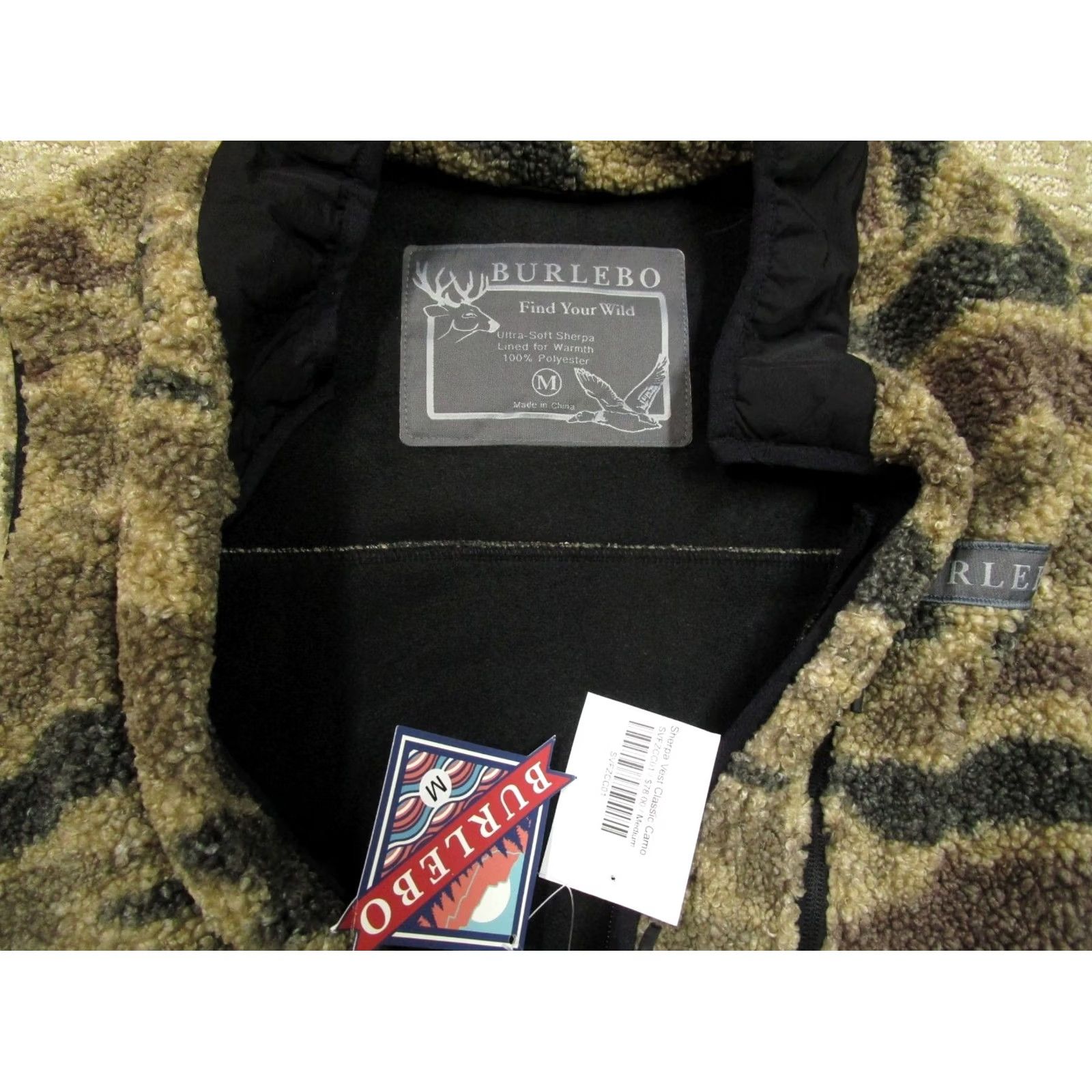 Vintage Burlebo Vest Men Medium Brown Camouflage Sherpa Fleece Full Zip Hunting Outdoors Jacket/Coat Mid-Length Vin? Size US M / EU 48-50 / 2 - 8 Thumbnail