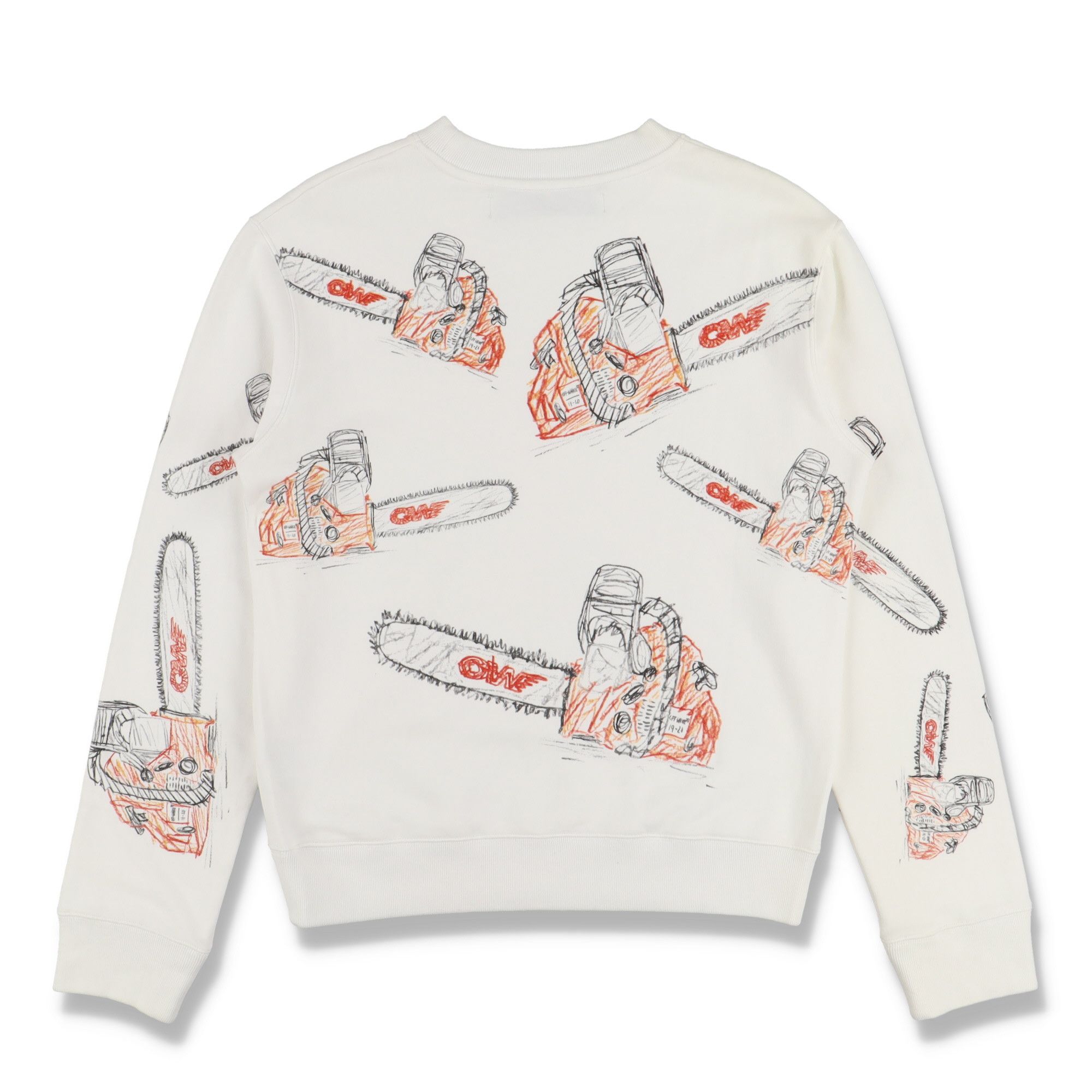 Off-White White Chainsaw Logo Print Sweatshirt Size US M / EU 48-50 / 2 - 9 Thumbnail