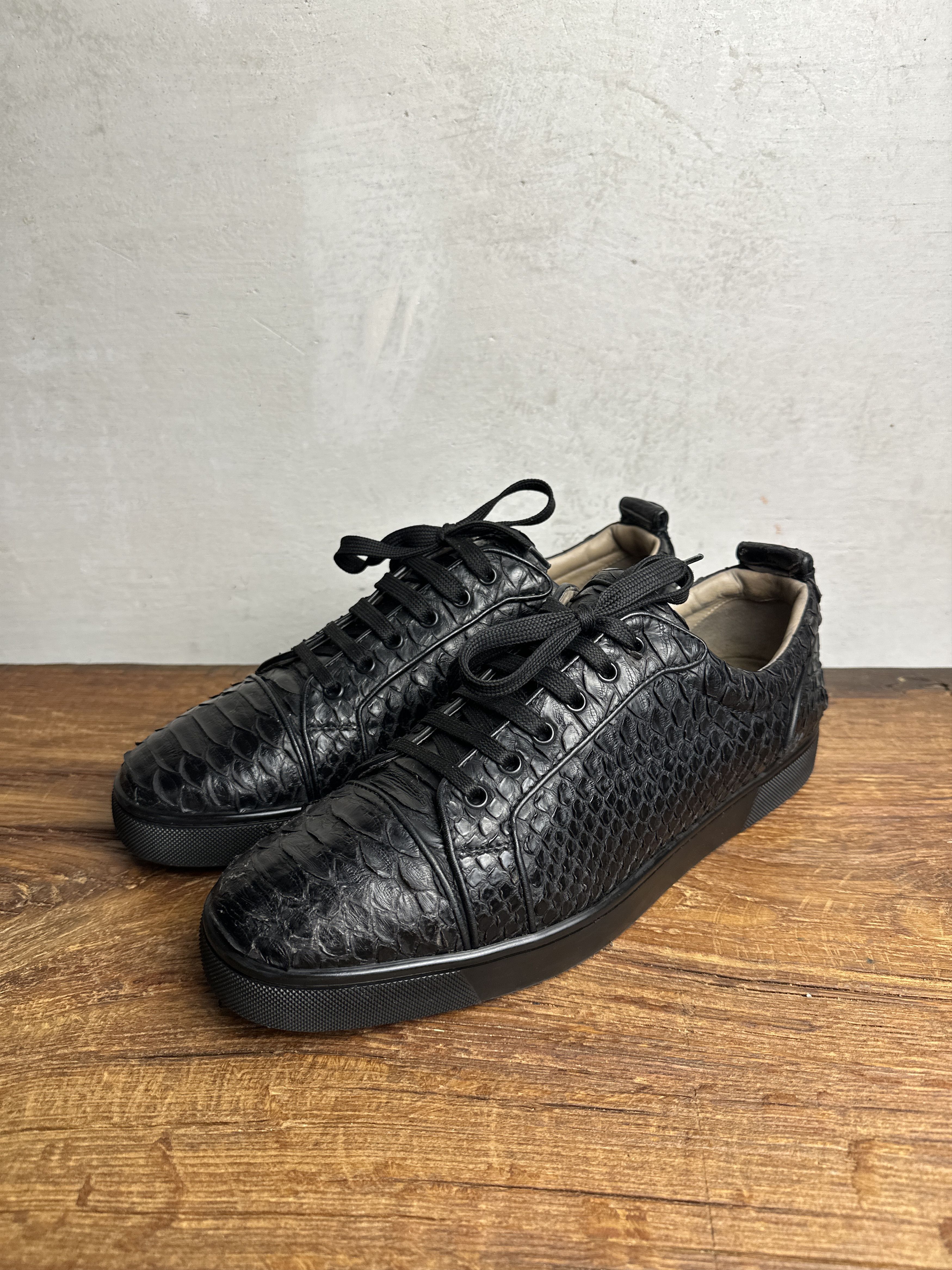 Christian Louboutin Christian Louboutin Black Python Leather Orlato Sneakers Size US 12 / EU 45 - 3 Thumbnail