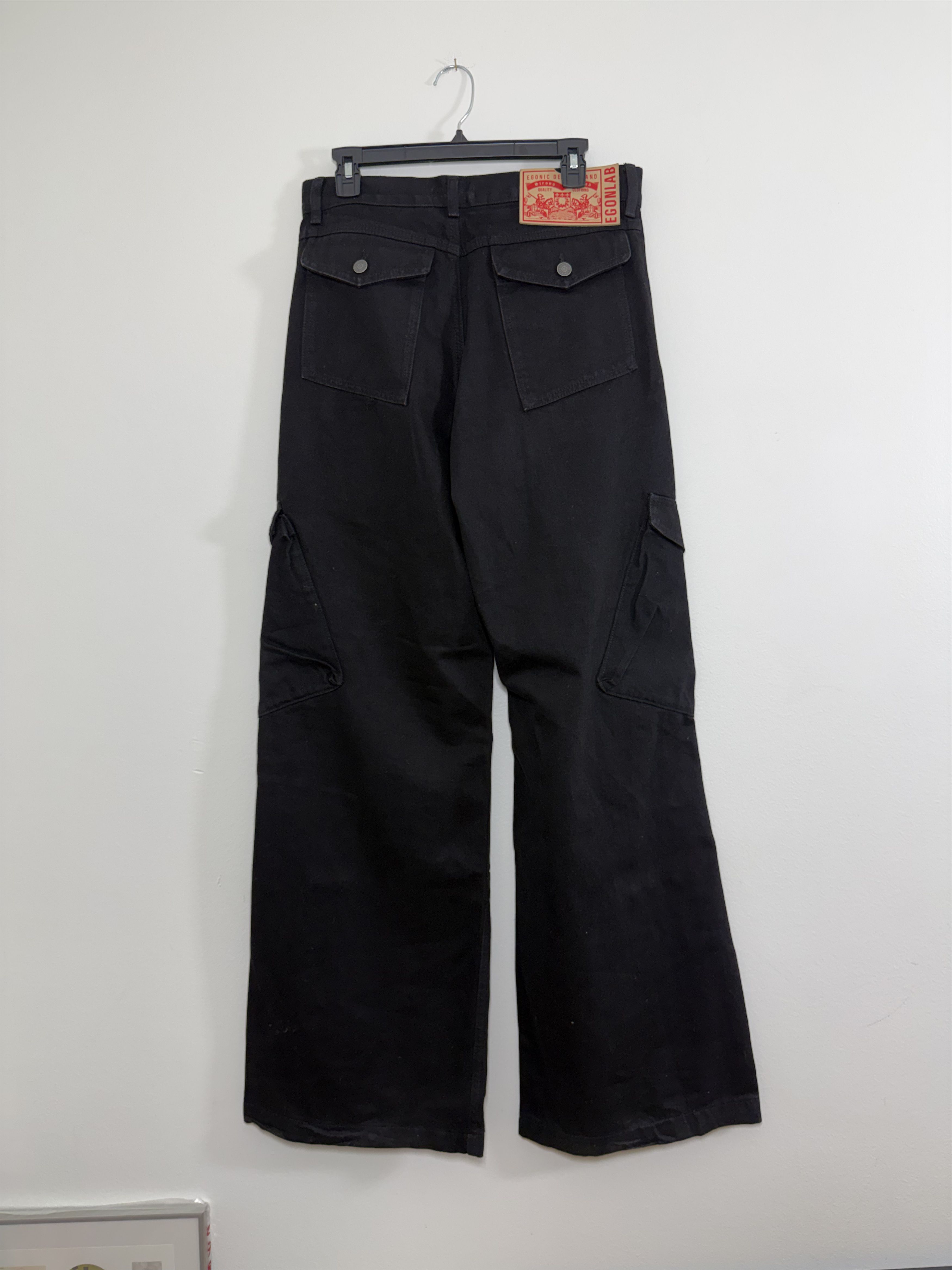 Egon Lab SS24 Wide Leg Adjustable Black Denim Cargo Pants Size US 32 / EU 48 - 2 Thumbnail