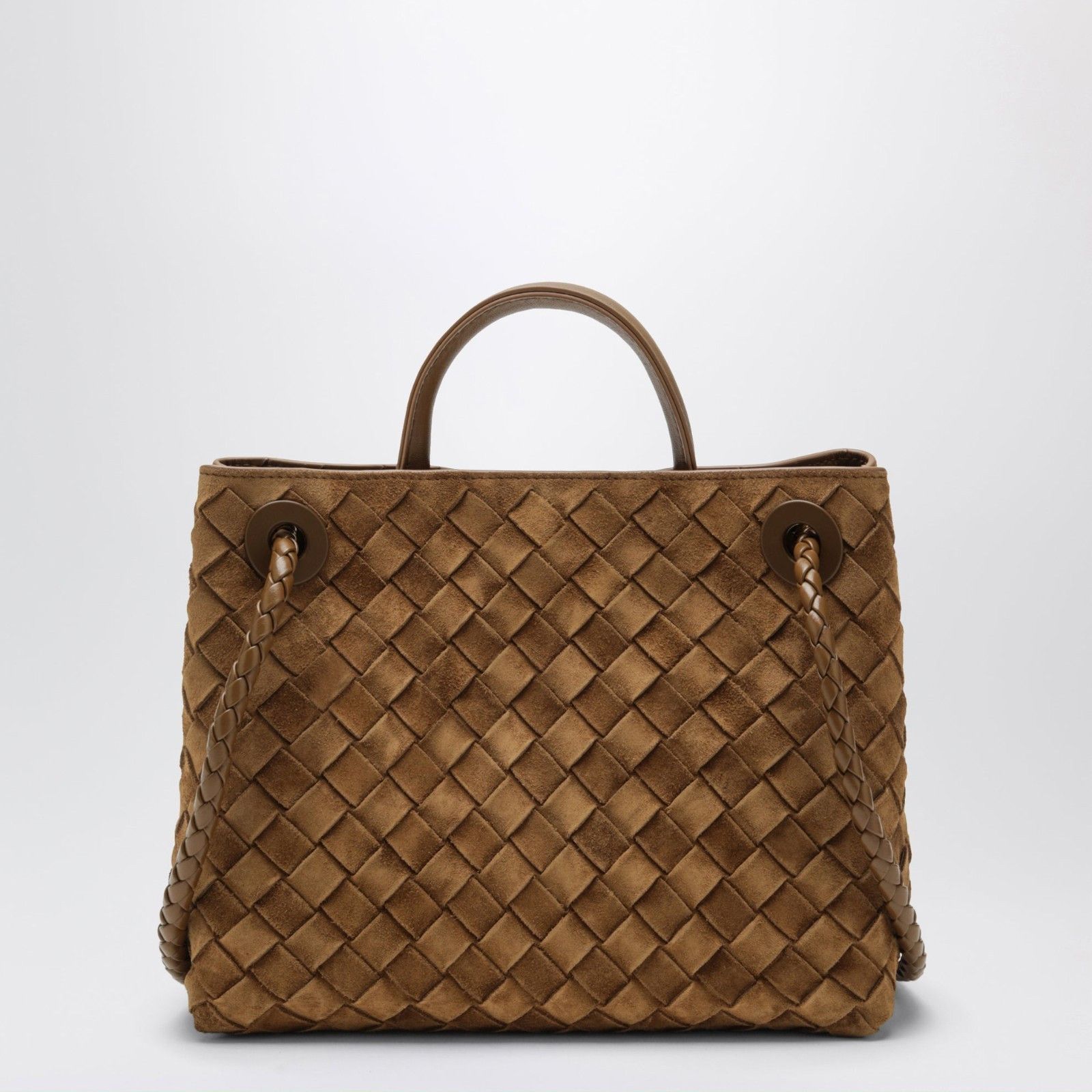 Bottega Veneta BOTTEGA VENETA Caramel Woven Suede Small Andiamo Handbag New Size ONE SIZE - 3 Thumbnail