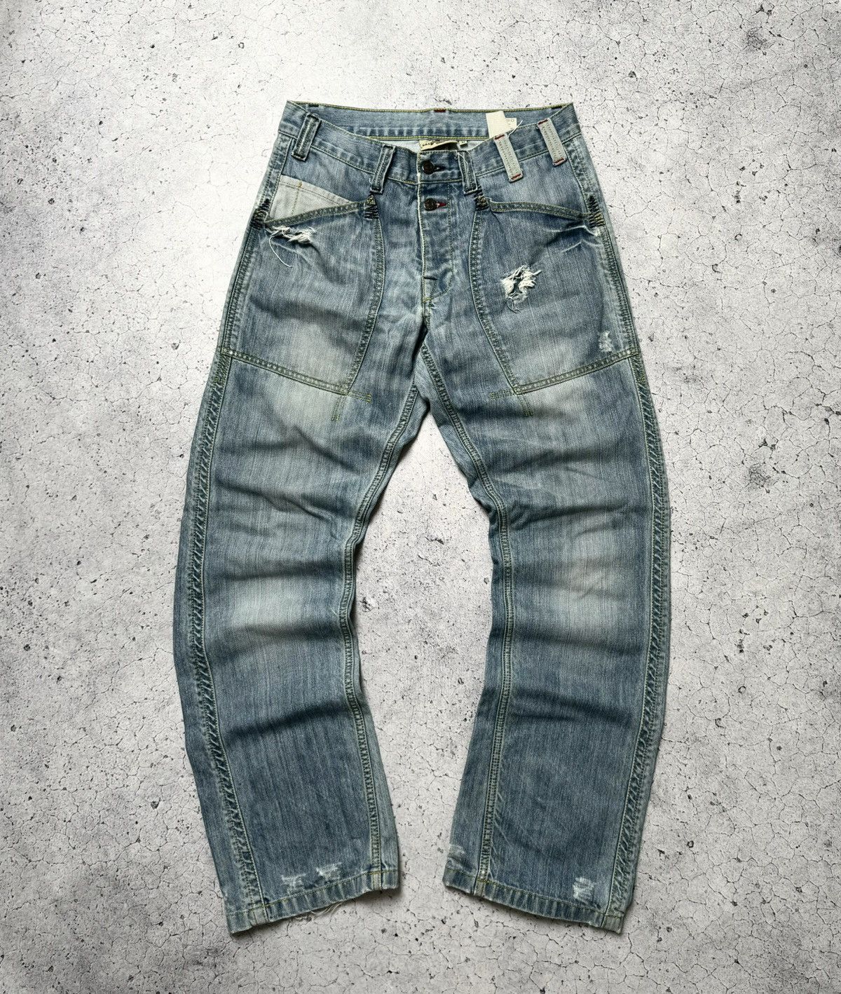 image of Neighborhood Vintage Distressed Dirty Japanese Jeans Y2K in Wash Denim, Men's (Size 31)