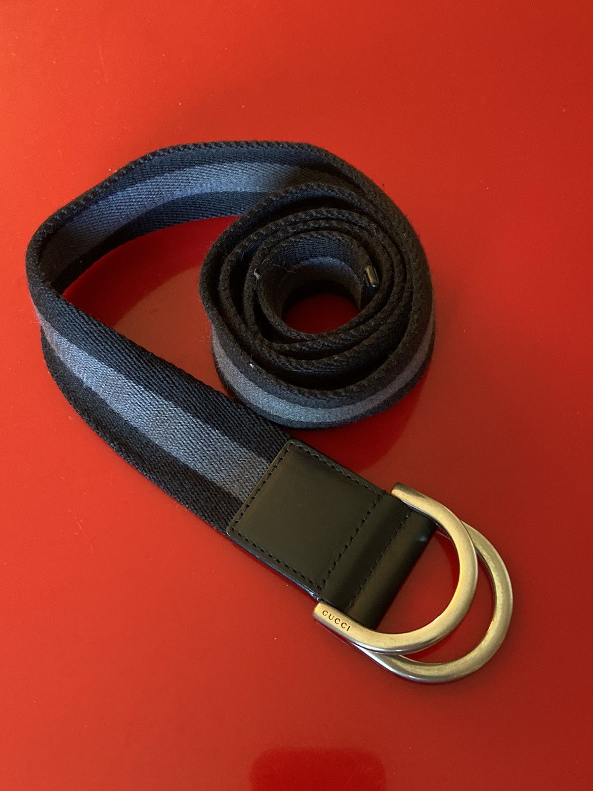 image of Gucci D Ring Belt in Black, Men's (Size 32)
