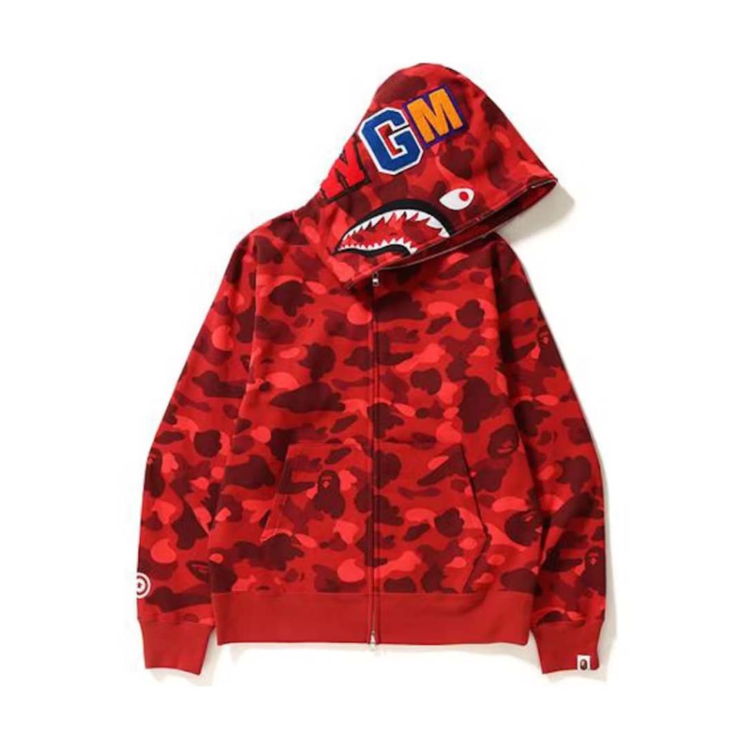 Bape Color Camo Shark Full Zip Hoodie Red Size US S / EU 44-46 / 1 - 1 Thumbnail