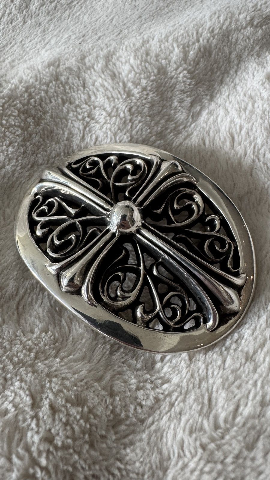 Chrome Hearts Chrome Hearts Silver Oval Keeper Buckle + Leather Belt Size 32 - 3 Thumbnail