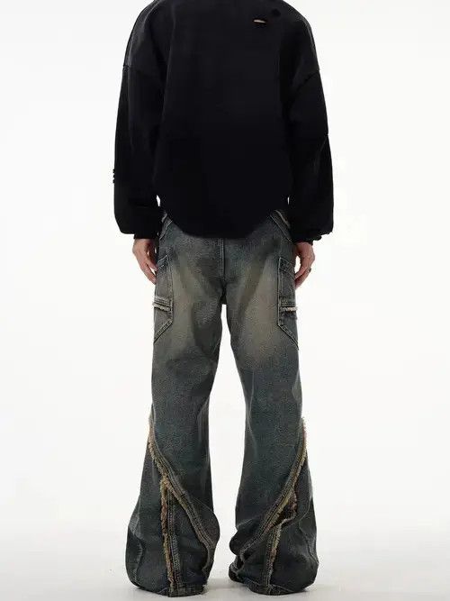 Japanese Brand × Jean Retro heavy-duty stitching raw edge micro-flared jeans Size US 32 / EU 48 - 3 Thumbnail