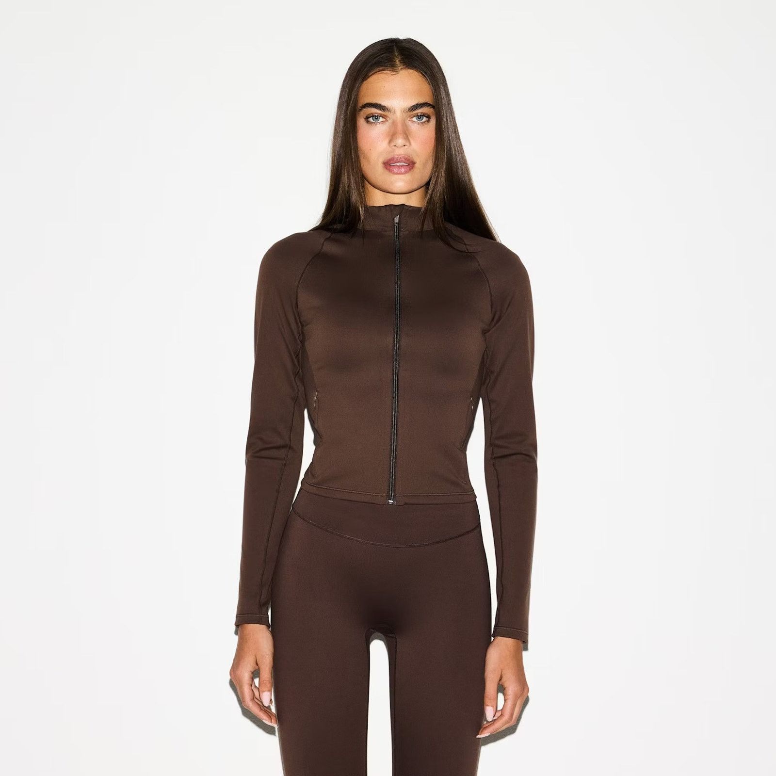 SKIMS Nike X SKIMS Matte Mock Neck Full Zip Jacket Sepia Women L Size L / US 10 / IT 46 - 4 Thumbnail