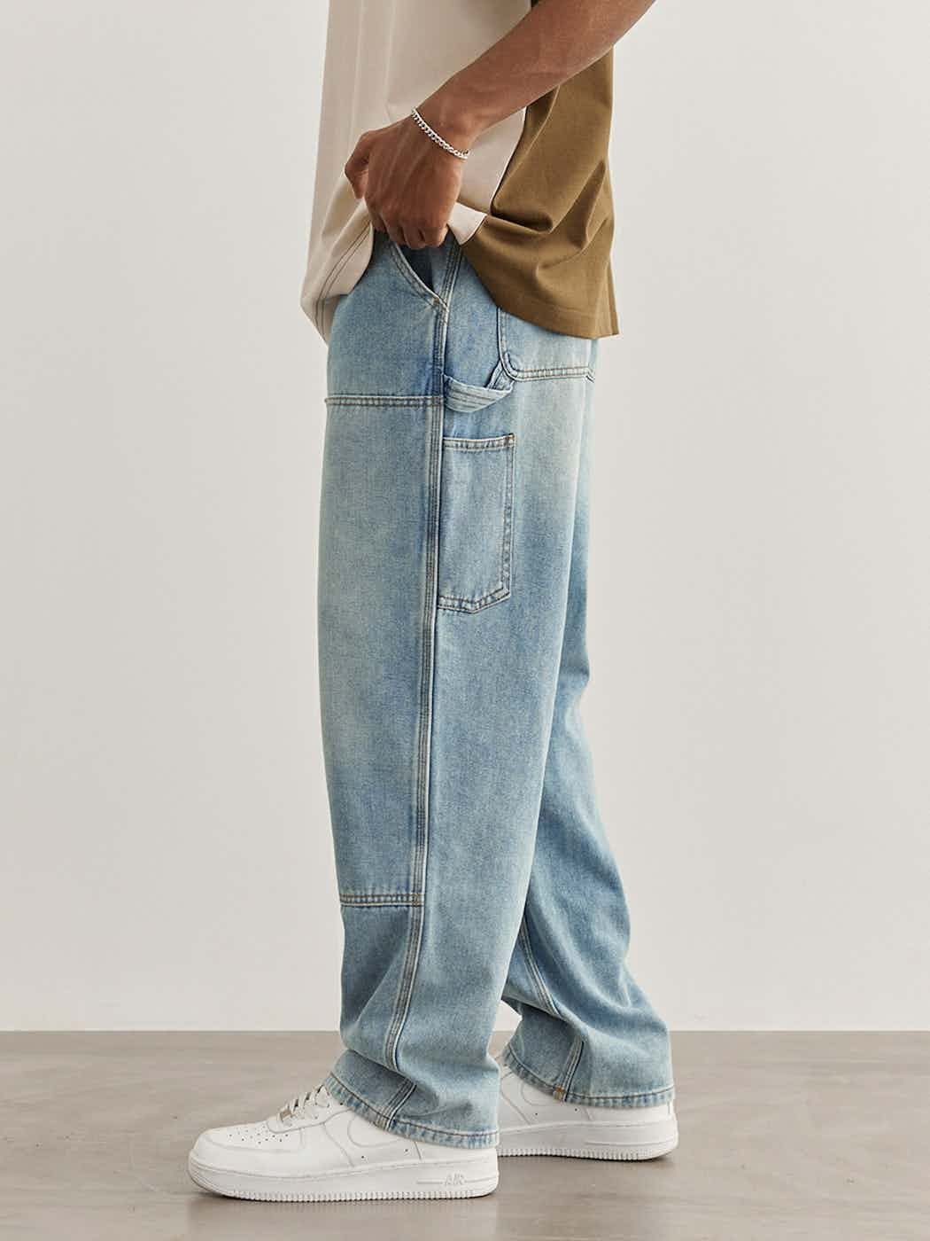Jean × Vintage washed faded double knee carpenter cargo jeans Size US 34 / EU 50 - 4 Thumbnail