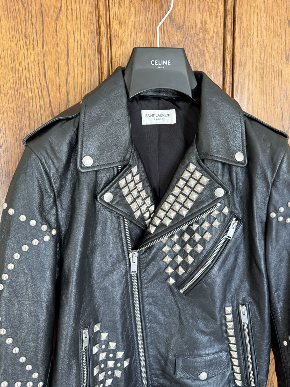 Saint Laurent Paris FW16 Saint Laurent studded leather biker jacket Hedi Grail Size US M / EU 48-50 / 2 - 13 Thumbnail