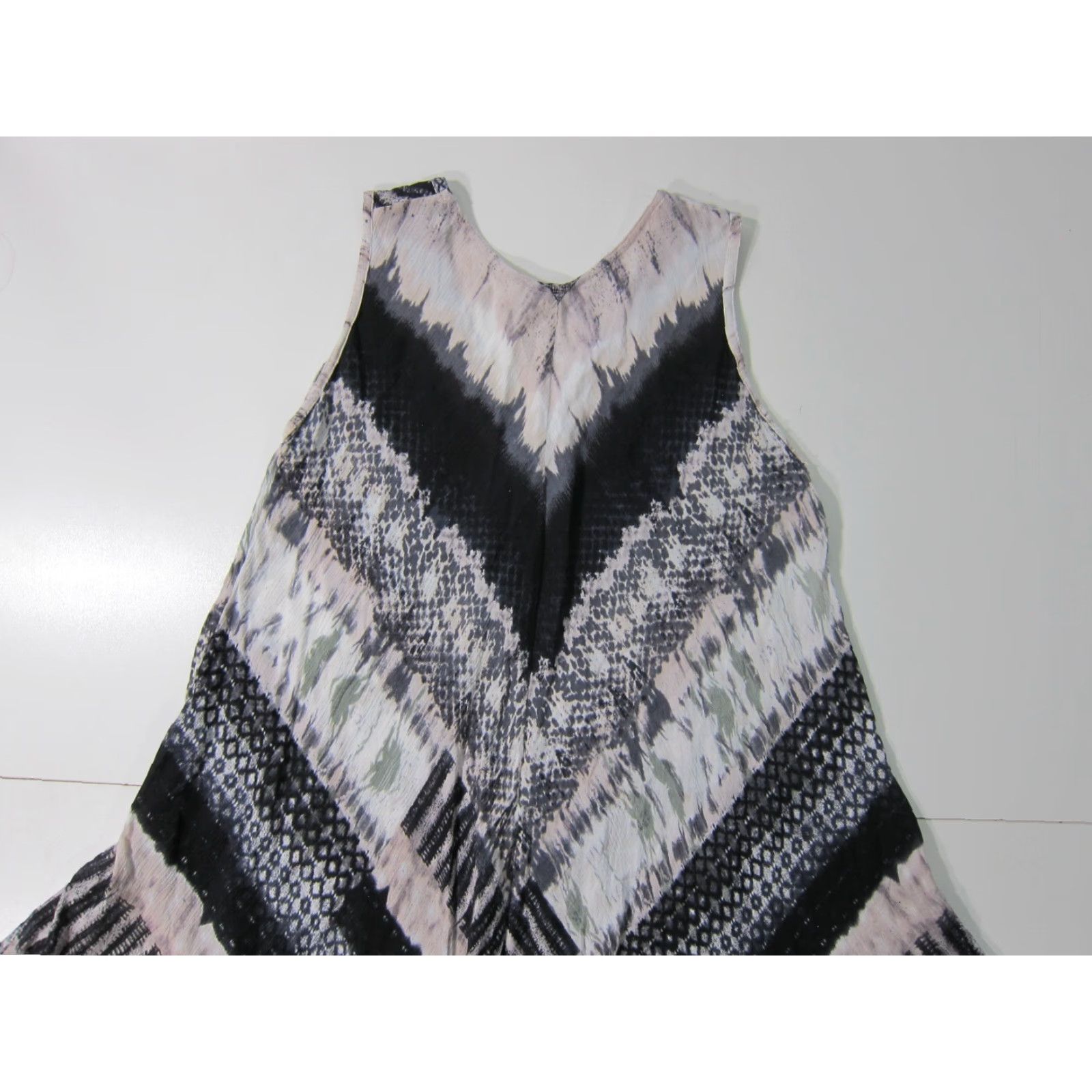 Vintage Shoreline Maxi Dress Women Large V-Neck Sleeveless Tunic Muumuu Rayon Grey Green Size L / US 10 / IT 46 - 7 Thumbnail