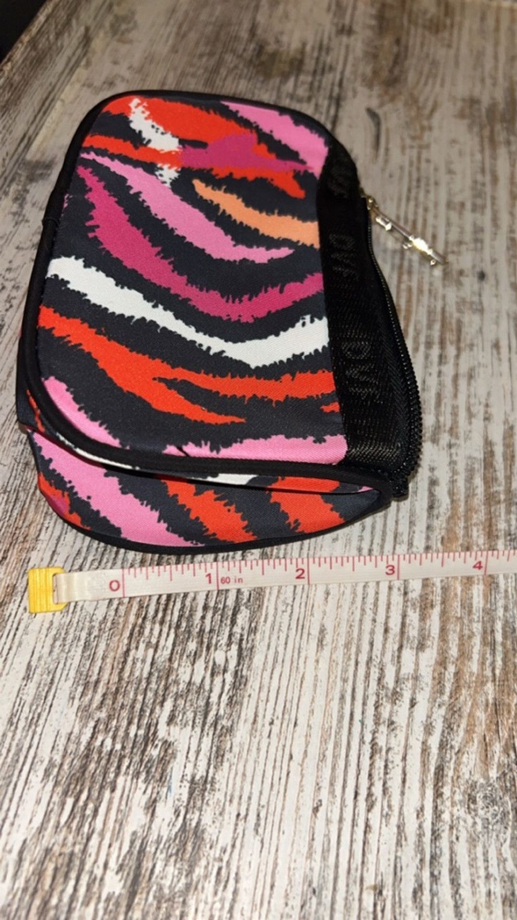 Other Women's DVF One Size Cosmetic Bag Black Pink Orange Zebra p Size ONE SIZE - 4 Thumbnail