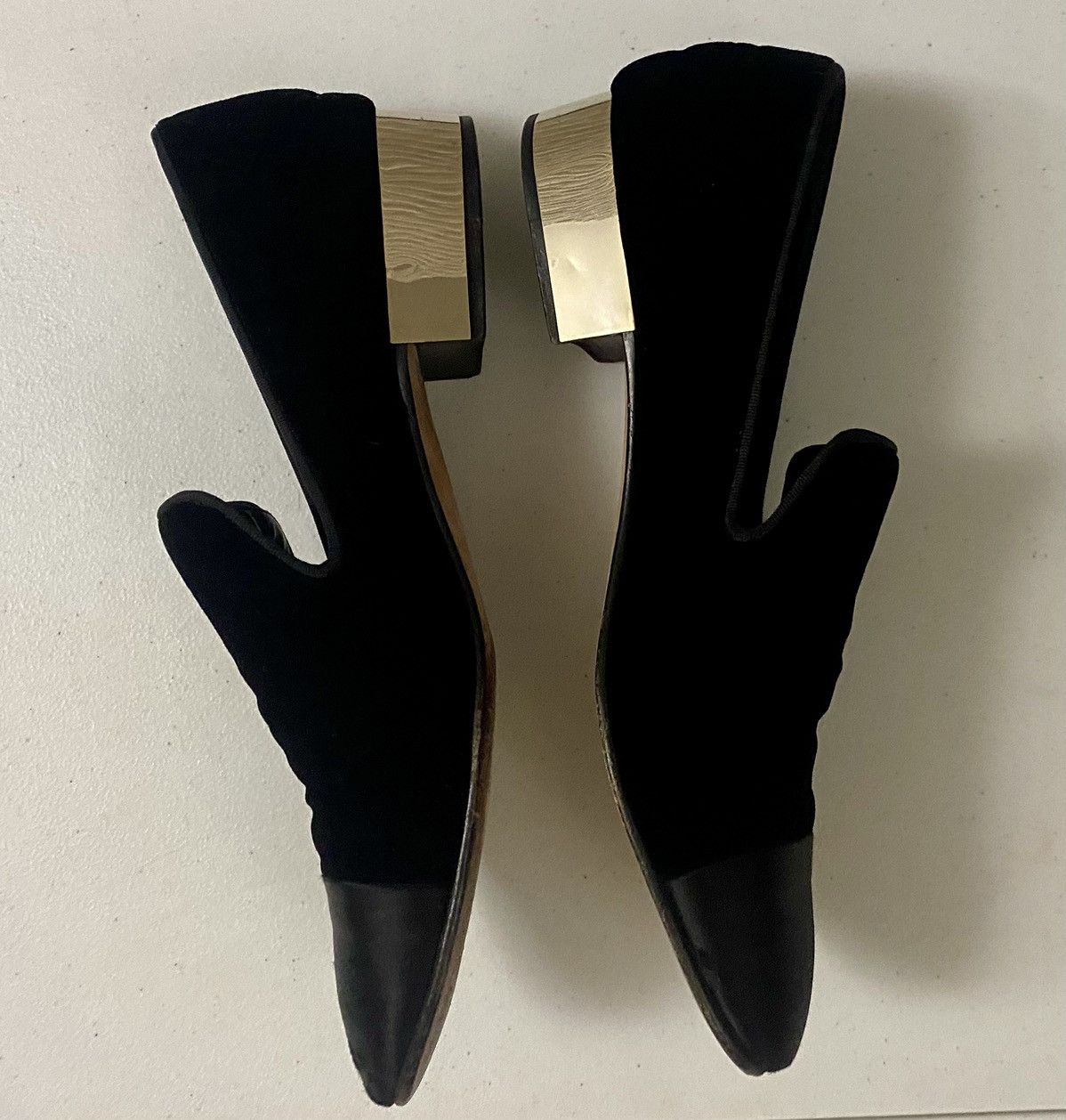 Giambattista Valli Giambattista Valli Black Velvet, Silk Mirrored Heel Loafer Size US 10 / IT 40 - 8 Thumbnail