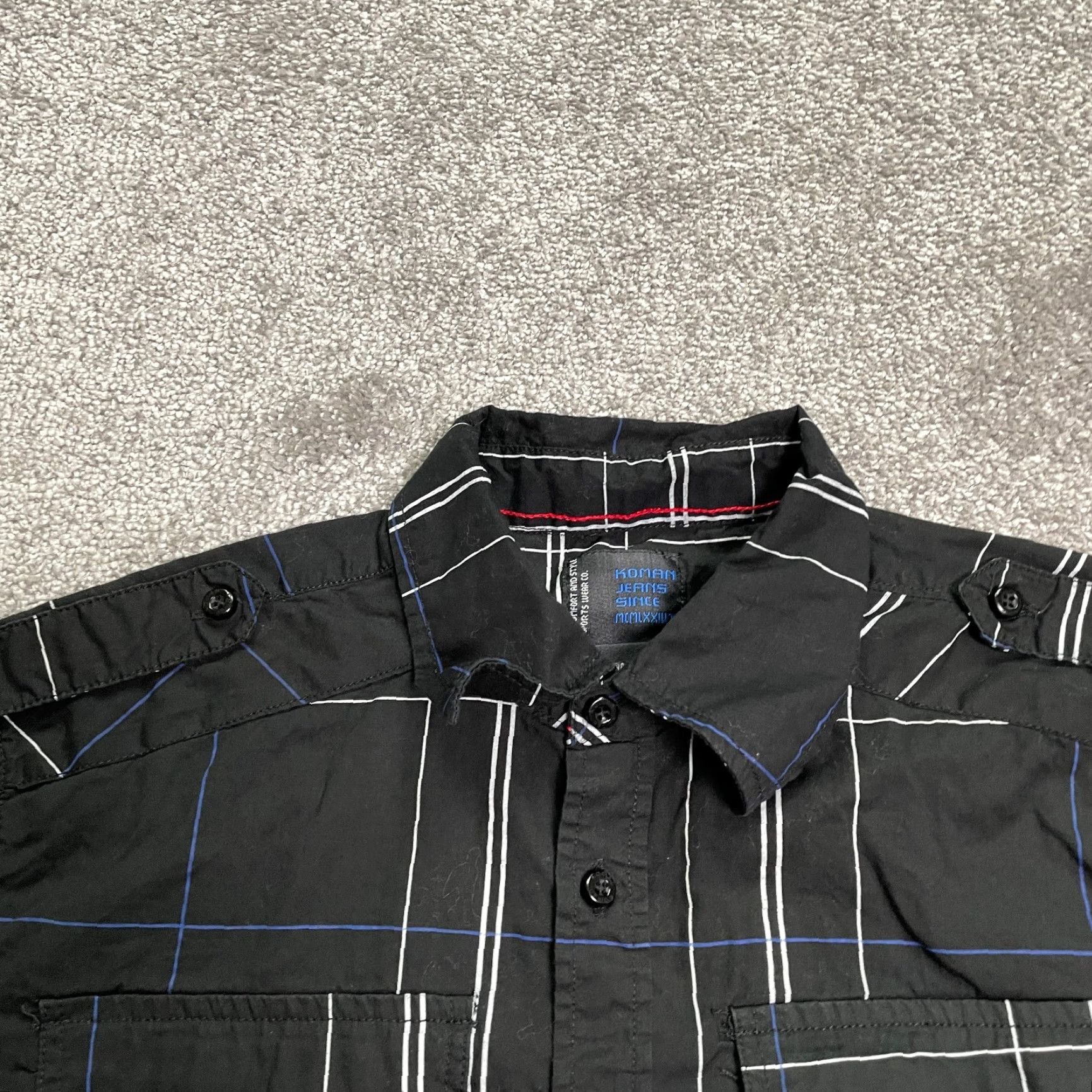 Vintage Koman Jeans Shirt Mens Medium Black Check Long Sleeve Button-Down Cotton - Classic Outdoor casual Size US M / EU 48-50 / 2 - 3 Thumbnail