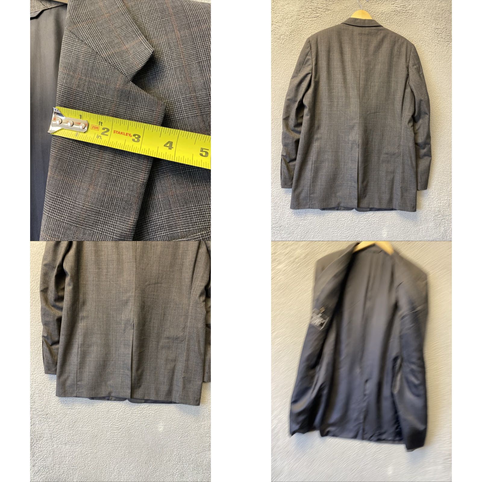 Vintage VINTAGE Hickey Freeman men's blazer Wool plaid Single-breasted size 42 Regular gray formal jacket Size 42R - 8 Thumbnail