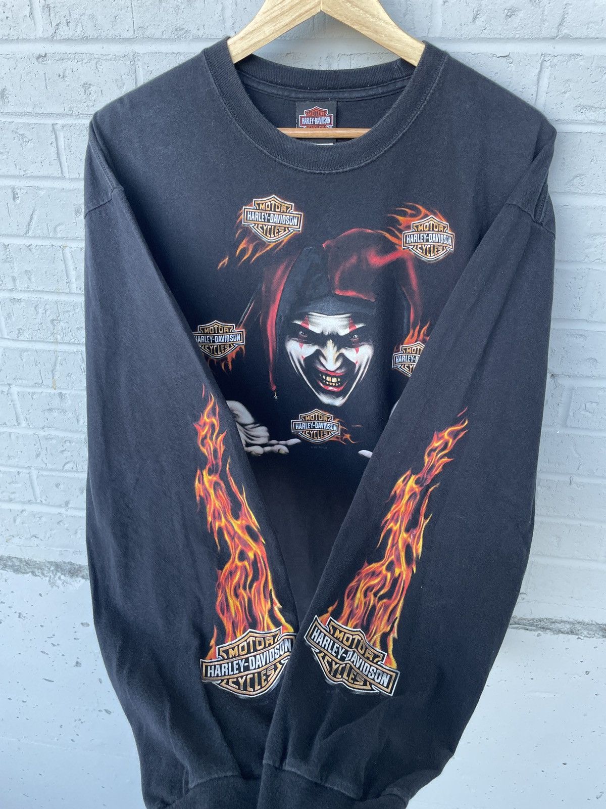 Harley Davidson Harley Davidson Clown Flaming Long Sleeve Size US XL / EU 56 / 4 - 3 Thumbnail