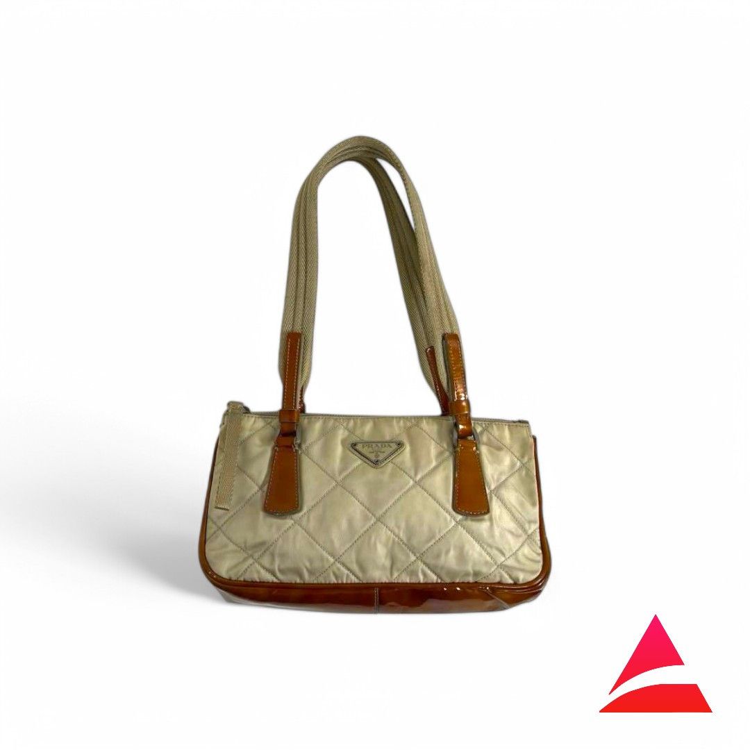 Prada Prada - Nylon Patent Leather Brown Beige Triangle Mini Size ONE SIZE - 1 Thumbnail